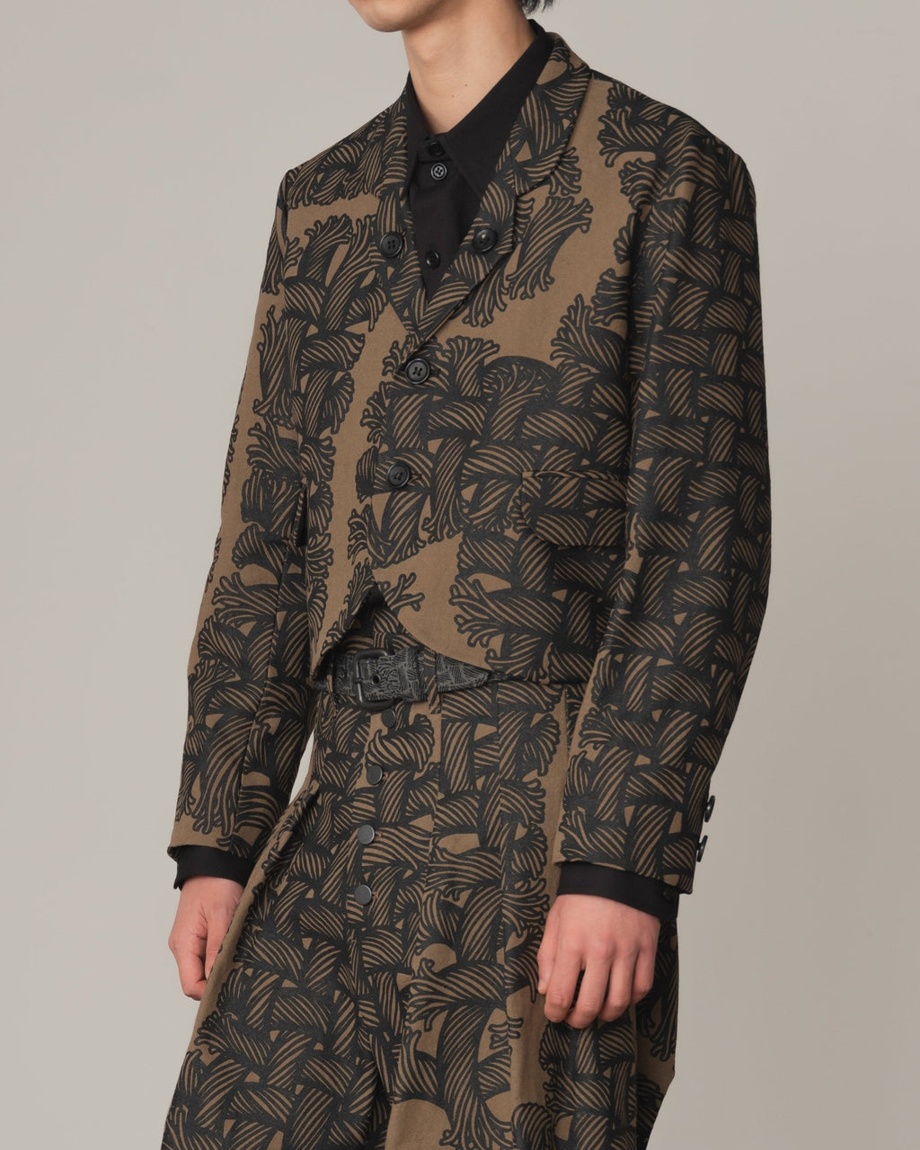 Jacket 5180 - Cotton100% Oxford Print - Isle Rope Print - Light Brown - Christopher Nemeth - Tops - Christopher Nemeth - 0-01274-03