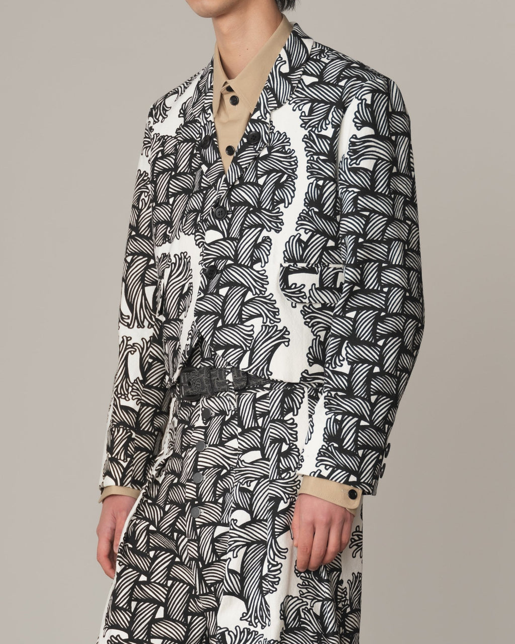 Jacket 5180 - Cotton100% Oxford Print - Isle Rope Print - Off White - Christopher Nemeth - Tops - Christopher Nemeth - 0-01273-03