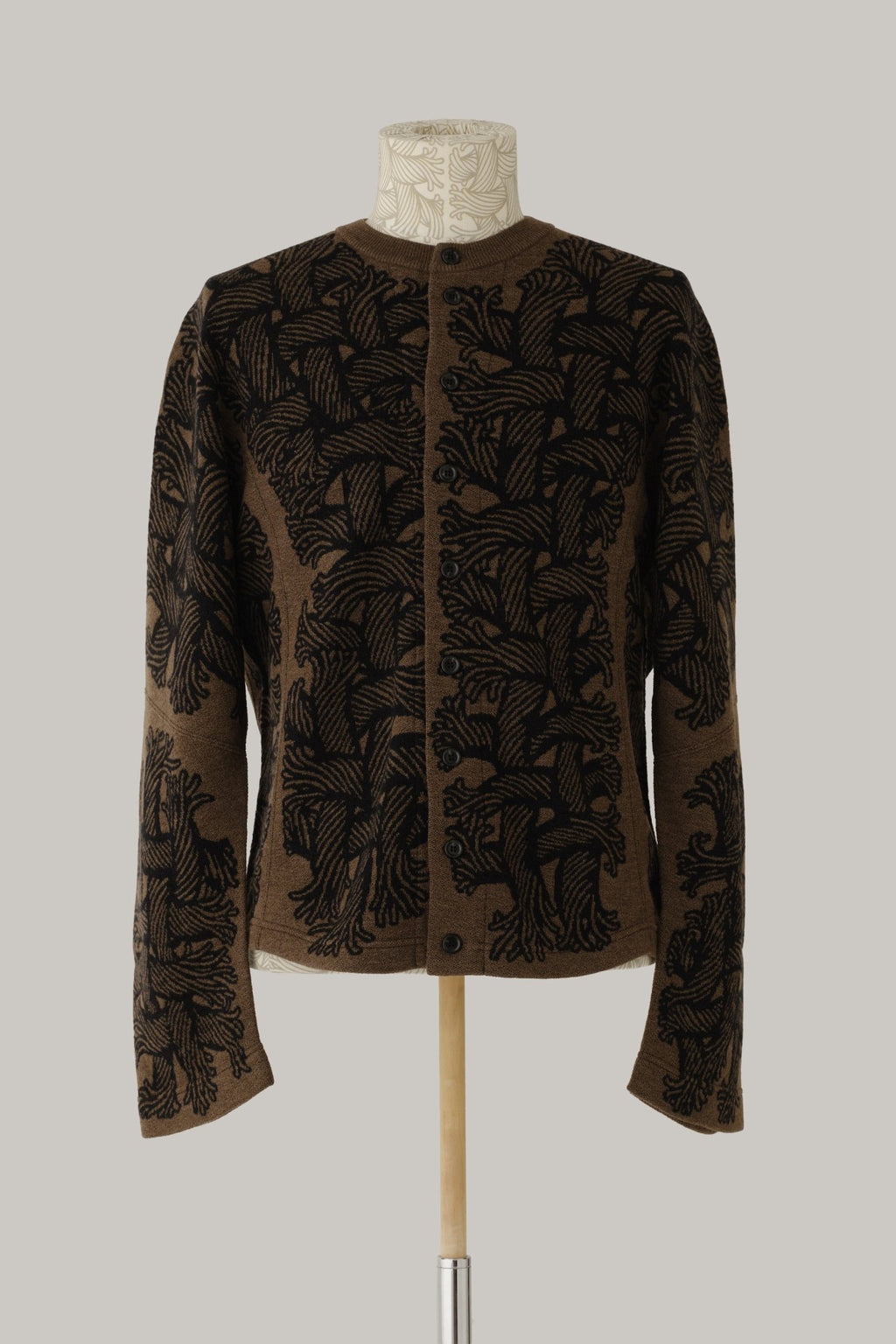 Knit Cardigan 203K - Wool100% Jacquard Knit - 203K Rope - Brown - Christopher Nemeth - Tops - Online Store - 9999-11863