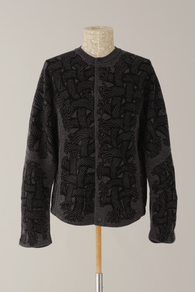Knit Cardigan 203K - Wool100% Jacquard Knit - 203K Rope - Charcoal - Christopher Nemeth - Tops - Online Store - 9-00040-00