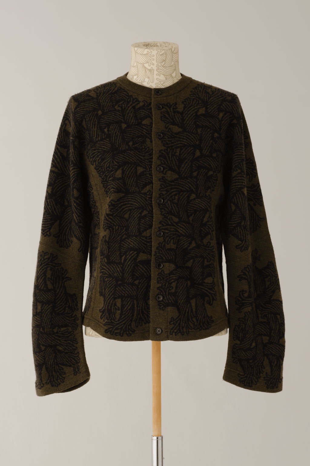 Knit Cardigan 203K - Wool100% Jacquard Knit - 203K Rope - Khaki - Christopher Nemeth - Tops - Online Store - 0-00977-00