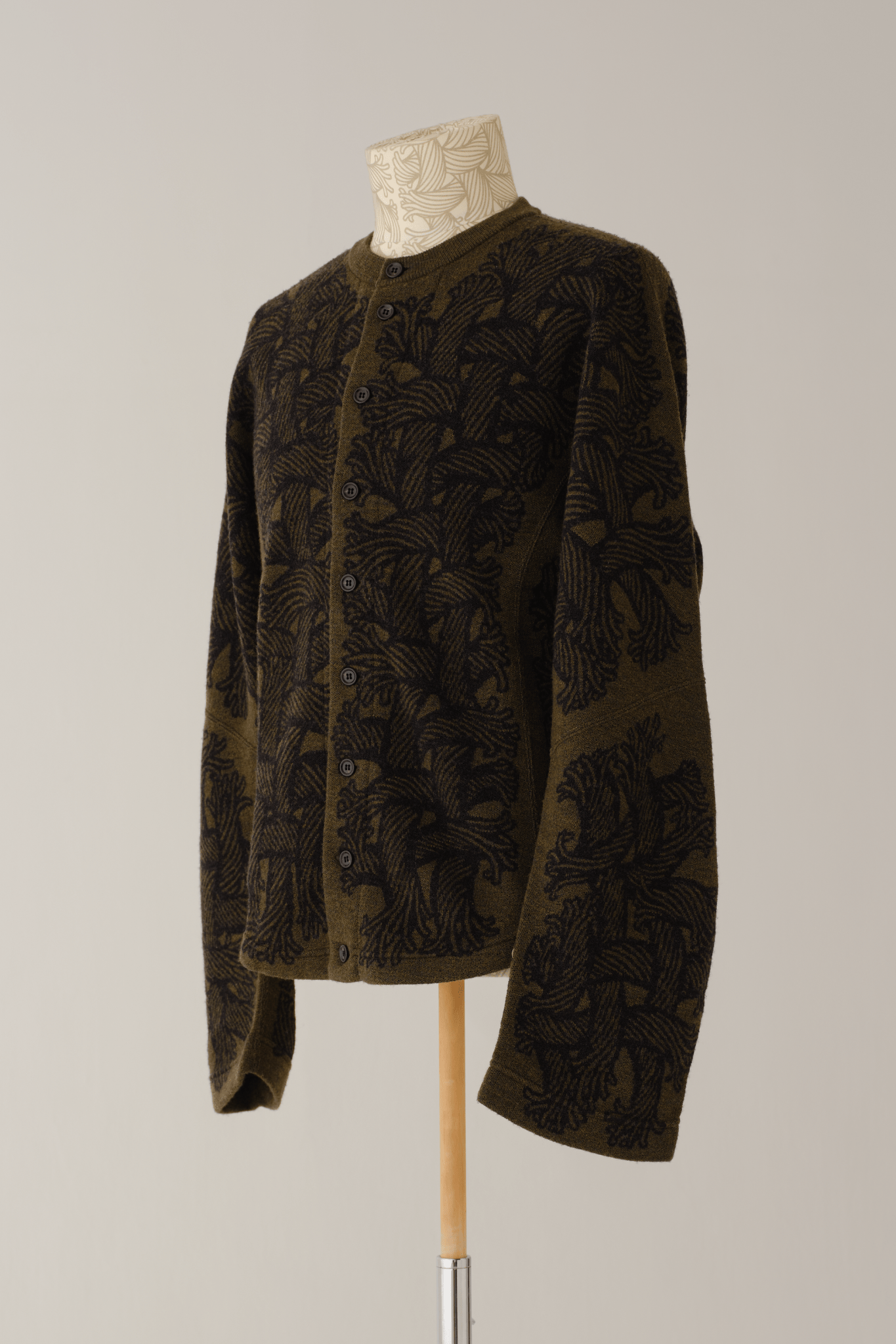 Knit Cardigan 203K - Wool100% Jacquard Knit - 203K Rope - Khaki - Christopher Nemeth - Tops - Online Store - 0-00977-00