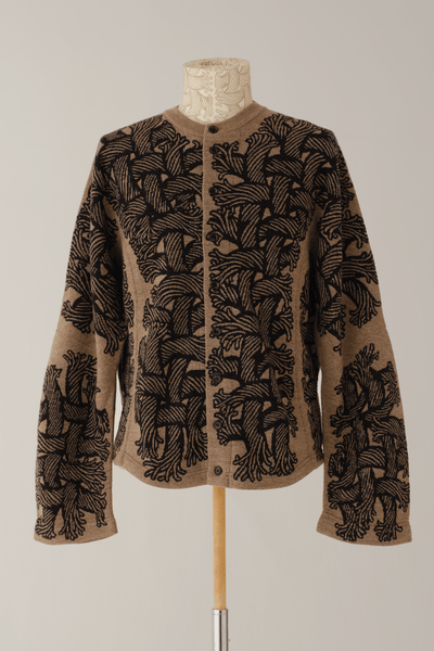 Knit Cardigan 203K - Wool100% Jacquard Knit - 203K Rope - Light Beige - Christopher Nemeth - Tops - Online Store - 9-00036-00