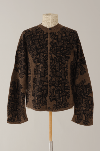 Knit Cardigan 203K - Wool100% Jacquard Knit - 203K Rope - Light Brown - Christopher Nemeth - Tops - Online Store - 9999-11864