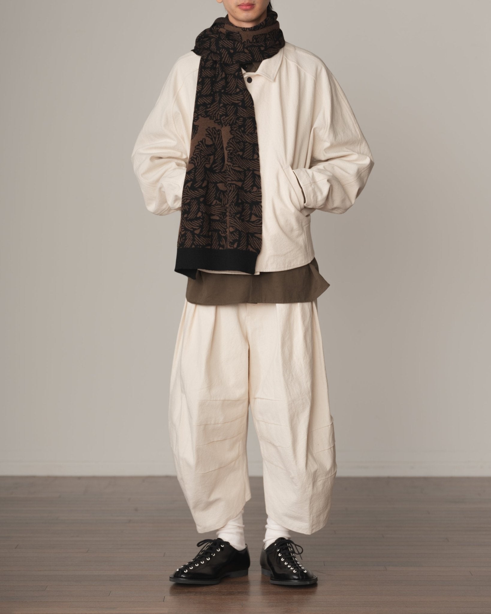 Christopher Nemeth Wool Jacquard Rope Knit Scarf - Brown