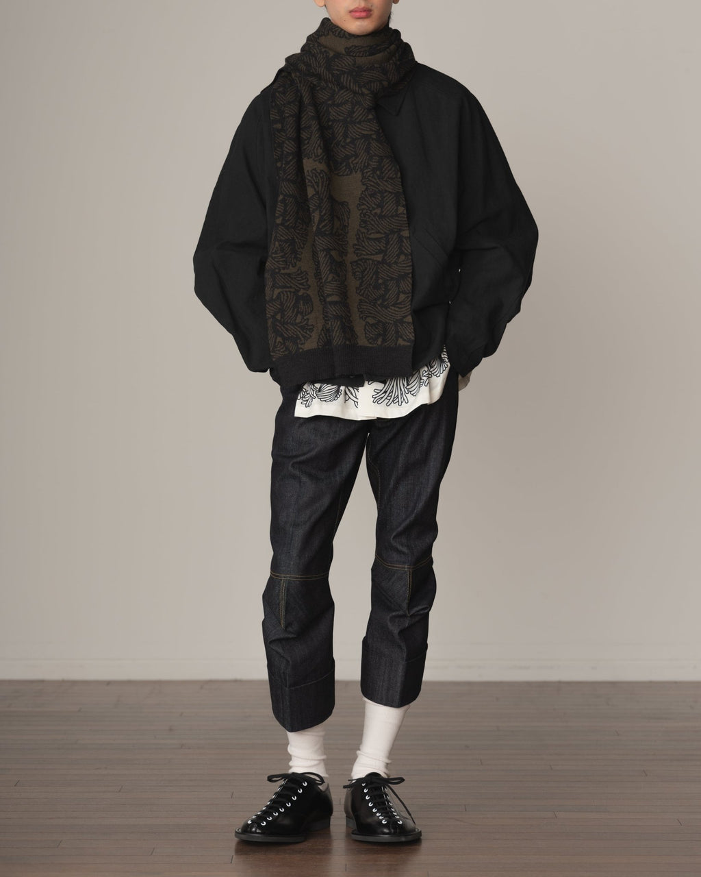 Knit Scarf - Wool100% Jacquard Knit - Isle Rope - Khaki - Christopher Nemeth - Accessories - Christopher Nemeth - 0-00978-00