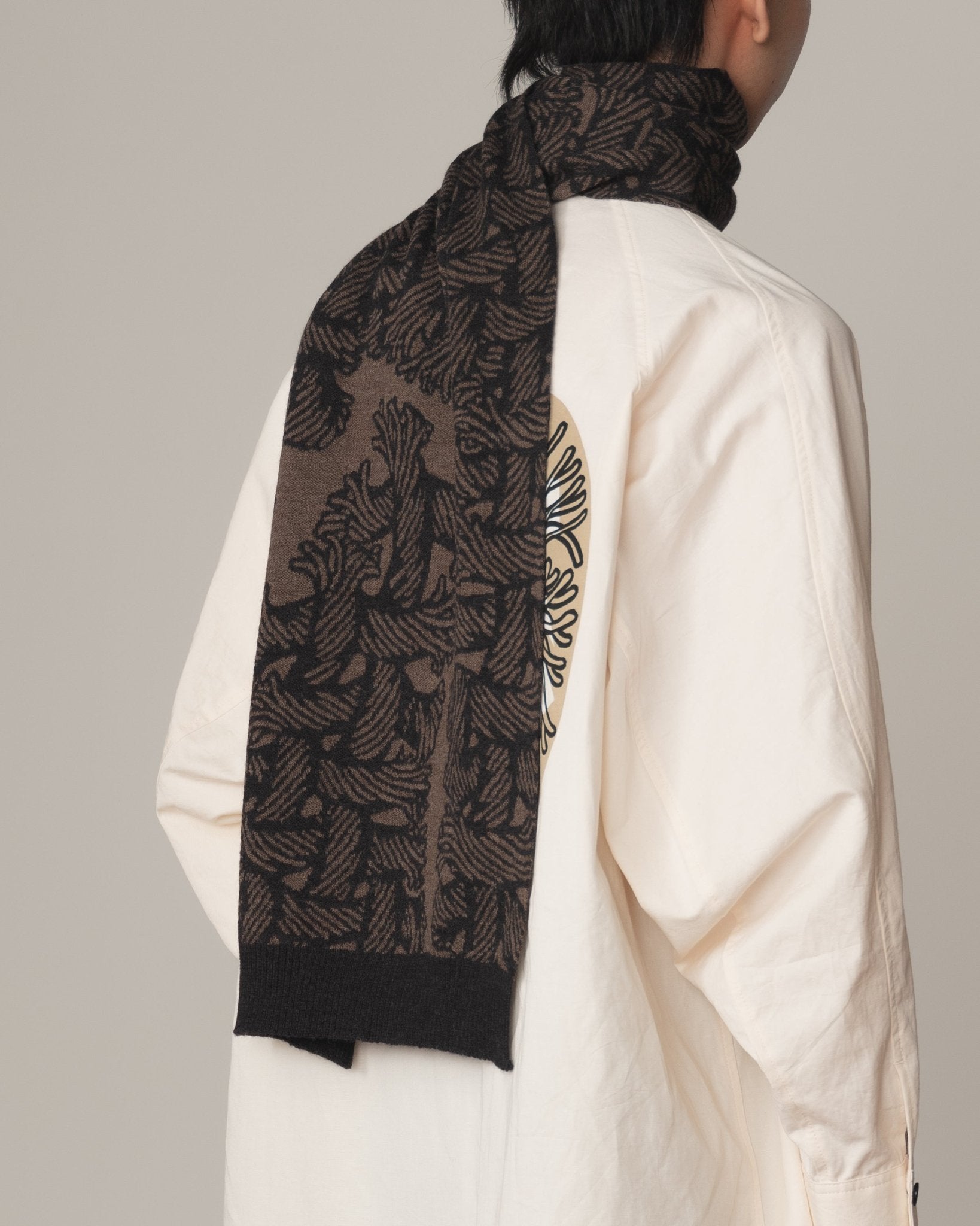 Knit Scarf - Wool100% Jacquard Knit - Isle Rope - Light Brown - Christopher Nemeth - Accessories - Shop - 0-00268-00