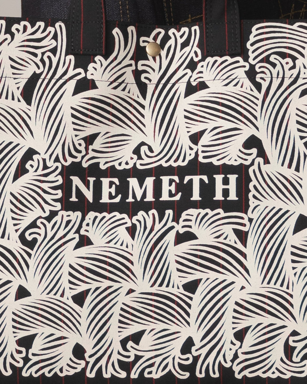 Logo Bag - Wool100% Tropical Red Stripes - White Logo Print - Black - Christopher Nemeth - Accessories - Christopher Nemeth - 9000000004407