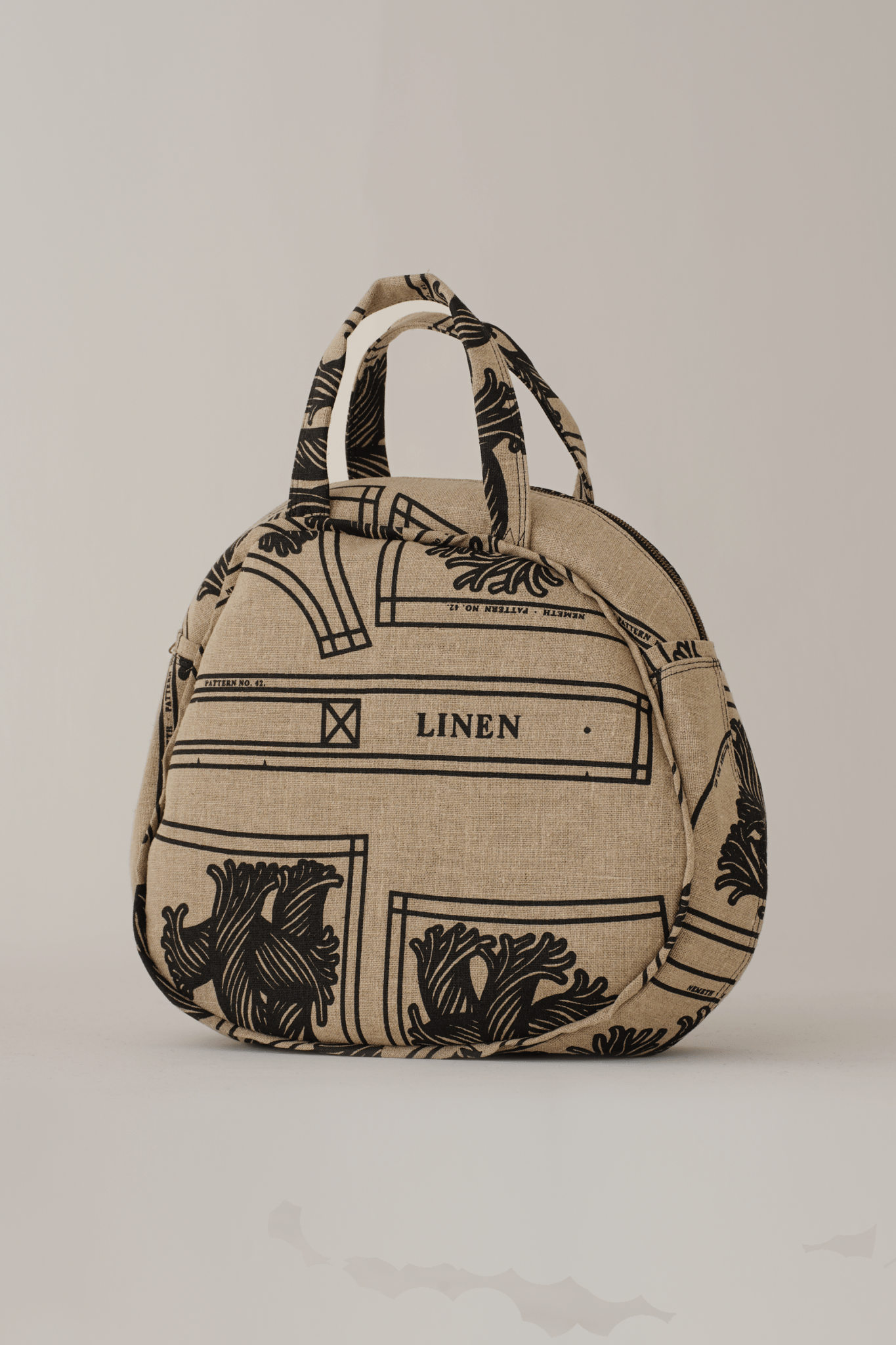 Round Bag - Linen100% Print - 42 Pattern Rope Print - Natural - Christopher Nemeth - Accessories - Wholesale AW25 - 9000000001105