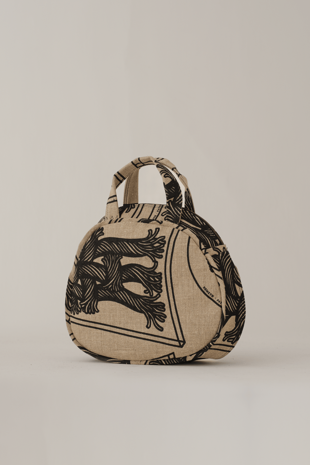 Round Bag - Linen100% Print - 42 Pattern Rope Print - Natural - Christopher Nemeth - Accessories - Wholesale AW25 - 9000000001105