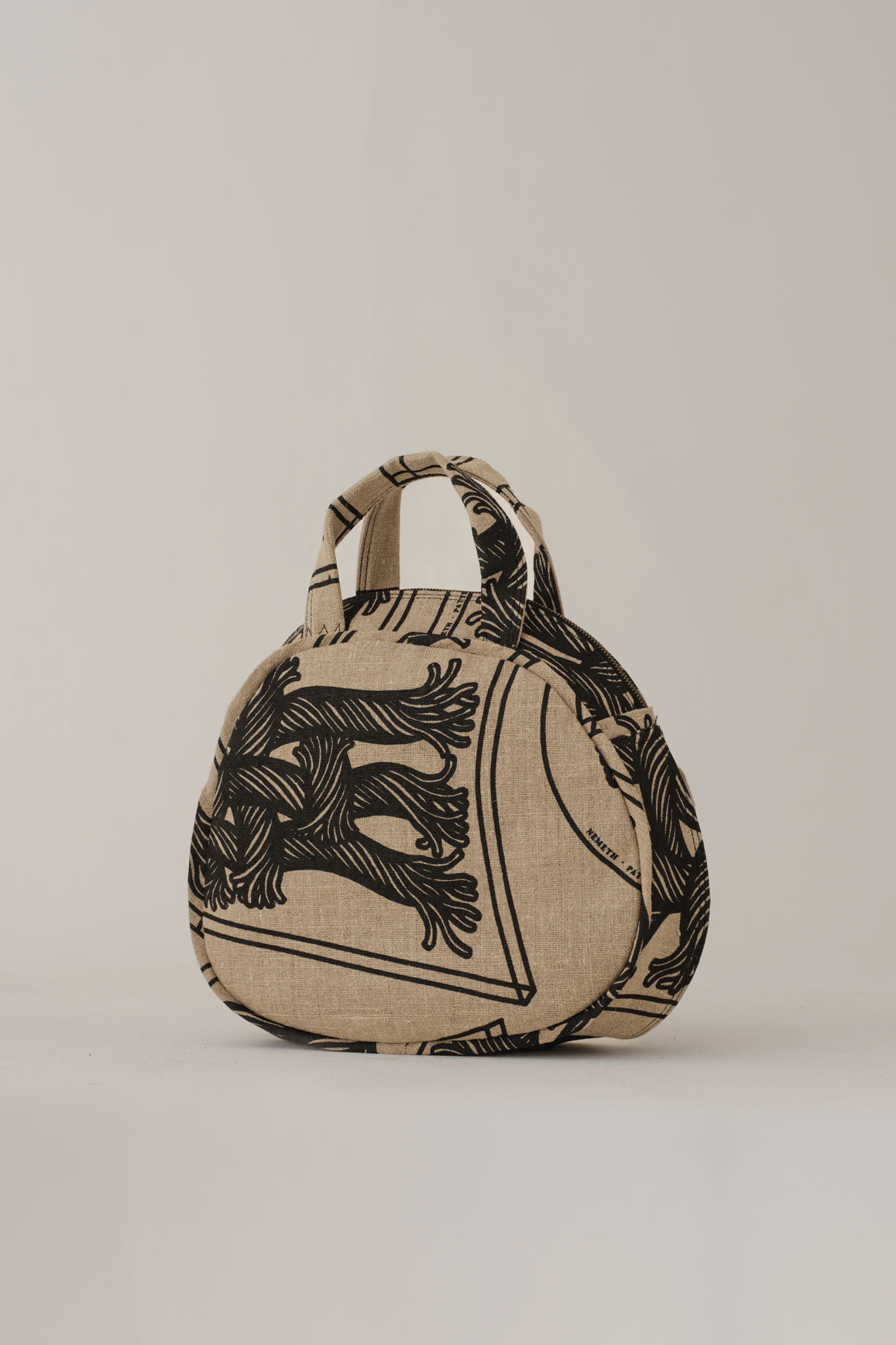 Round Bag - Linen100% Print - 42 Pattern Rope Print - Natural - Christopher Nemeth - Accessories - Wholesale AW25 - 9000000001105