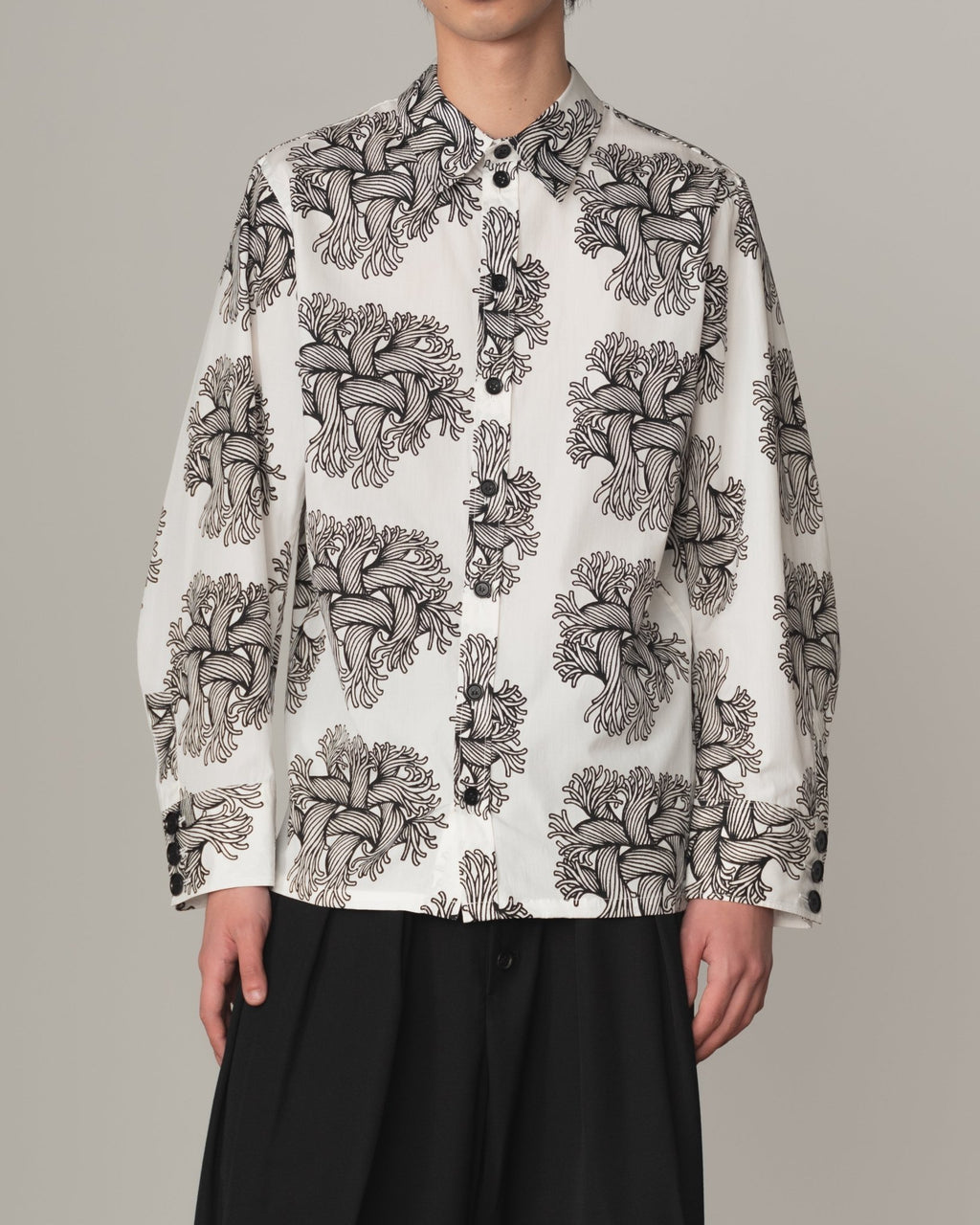 Shirt 18752 - Cotton100% Broad - Emb Rope Print - White - Christopher Nemeth - Tops - Shop - 0000-6300