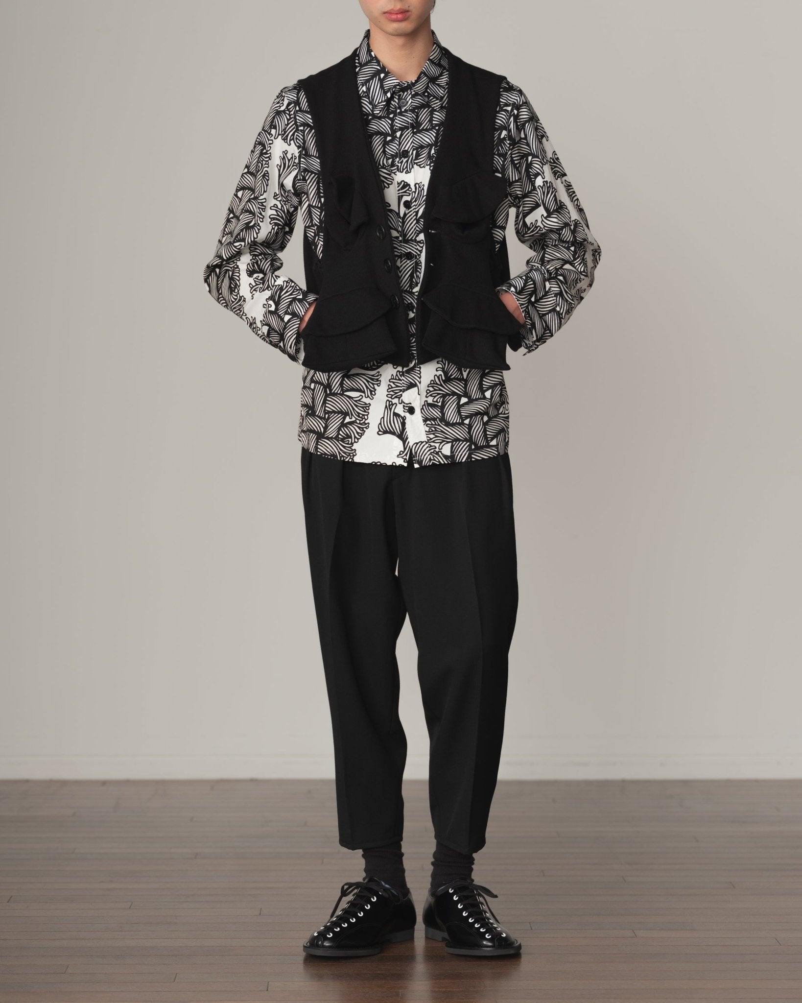 Shirt 18752 - Cotton100% Broad - Isle Rope Print - White - Christopher Nemeth - Tops - Shop - 0000-6331