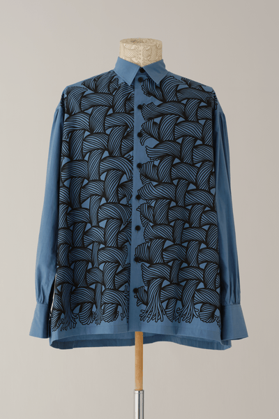 Shirt 893 - Organic Cotton100% Broad - 89 Pattern Rope - Dusty Blue - Christopher Nemeth - Tops - Online Store - 0-01593-03
