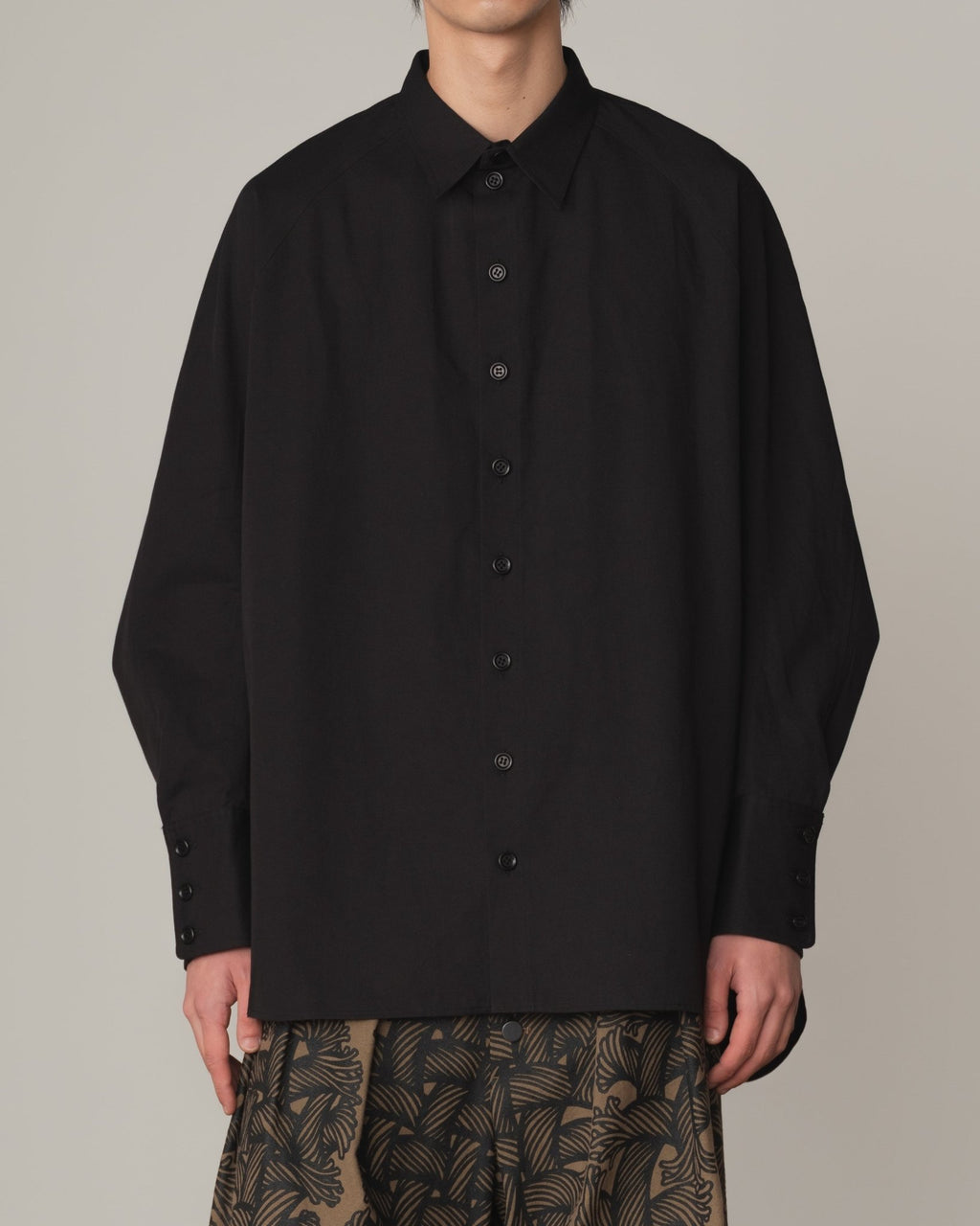 Shirt 988R - Cotton79% Linen21% - Cutout Rope Print - Oval Print - Black - Christopher Nemeth - Tops - Christopher Nemeth - 0-01401-03