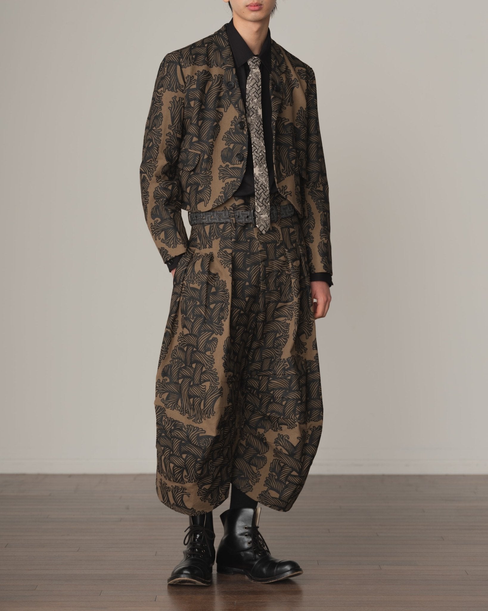 Shirt 988R - Cotton79% Linen21% - Cutout Rope Print - Oval Print - Black - Christopher Nemeth - Tops - Christopher Nemeth - 0-01401-03