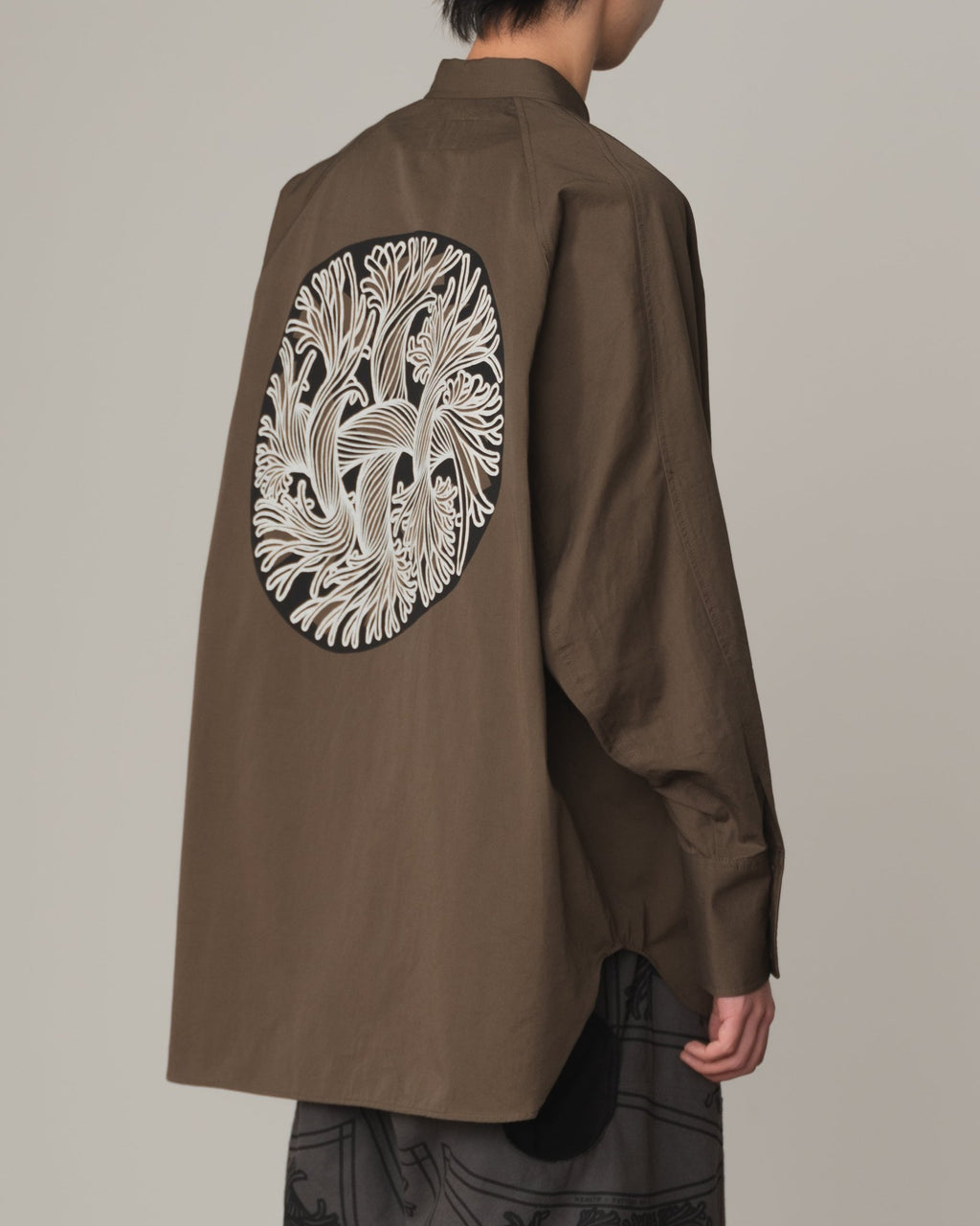 Shirt 988R - Cotton79% Linen21% - Cutout Rope Print - Oval Print - Khaki - Christopher Nemeth - Tops - Christopher Nemeth - 0-01400-03