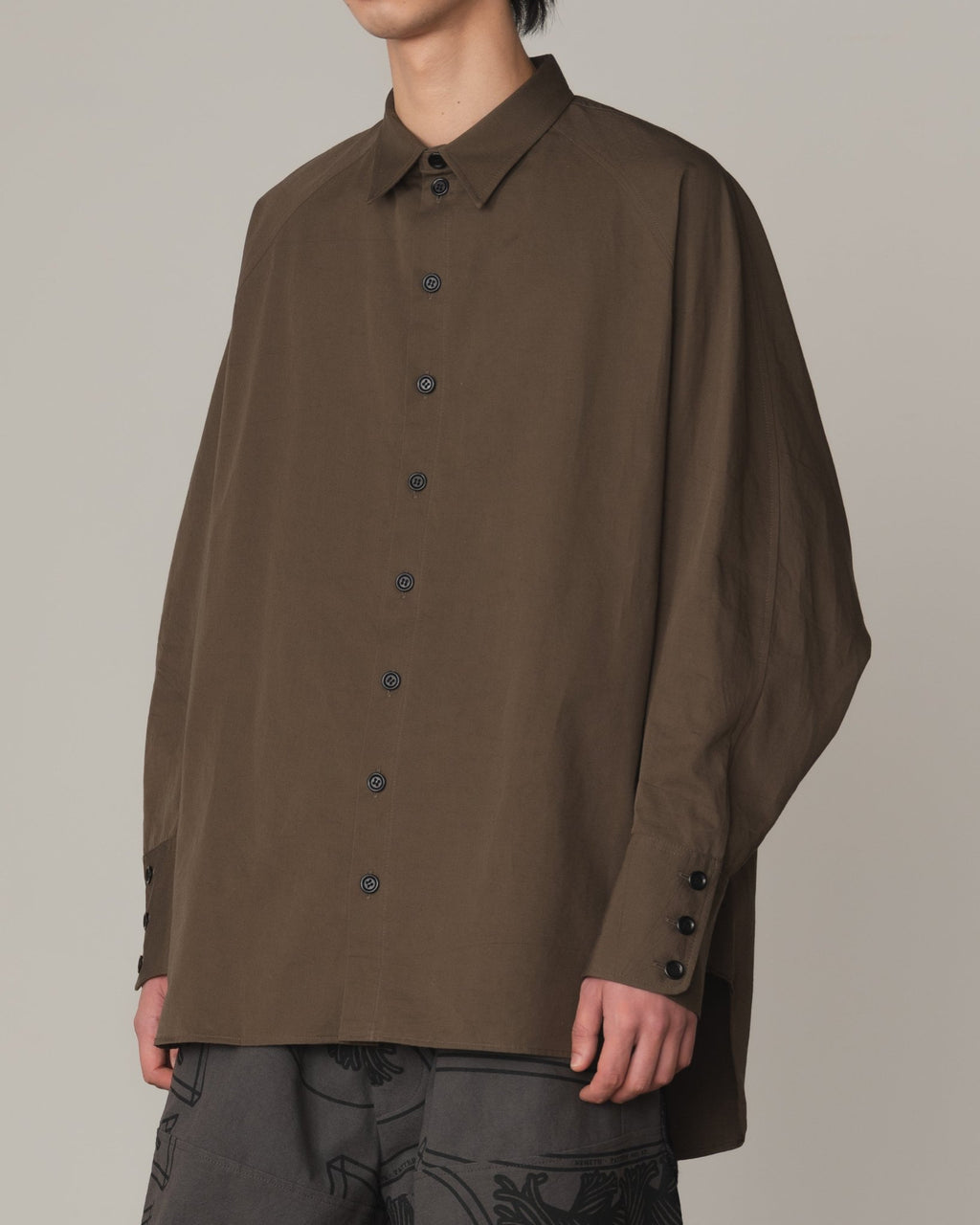 Shirt 988R - Cotton79% Linen21% - Cutout Rope Print - Oval Print - Khaki - Christopher Nemeth - Tops - Christopher Nemeth - 0-01400-03