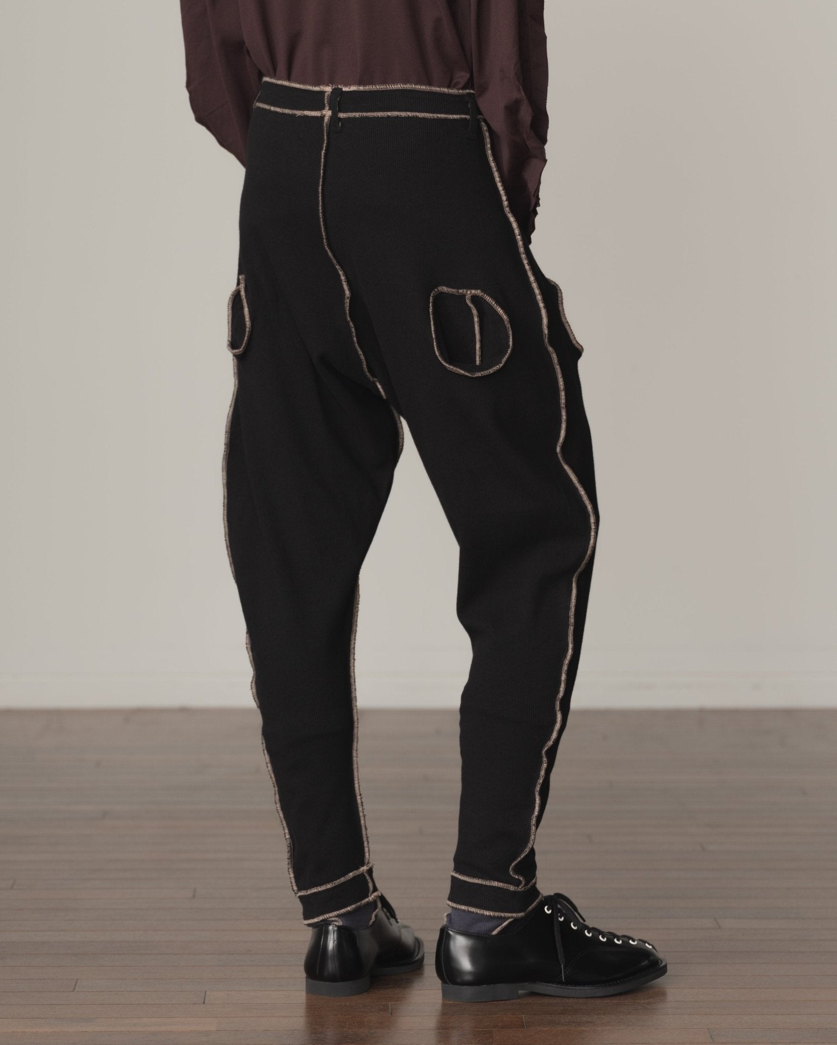 Trousers 100 - Cotton100% Span - Beige Stitch - Black - Christopher Nemeth - Bottoms - Shop - 2001-1133