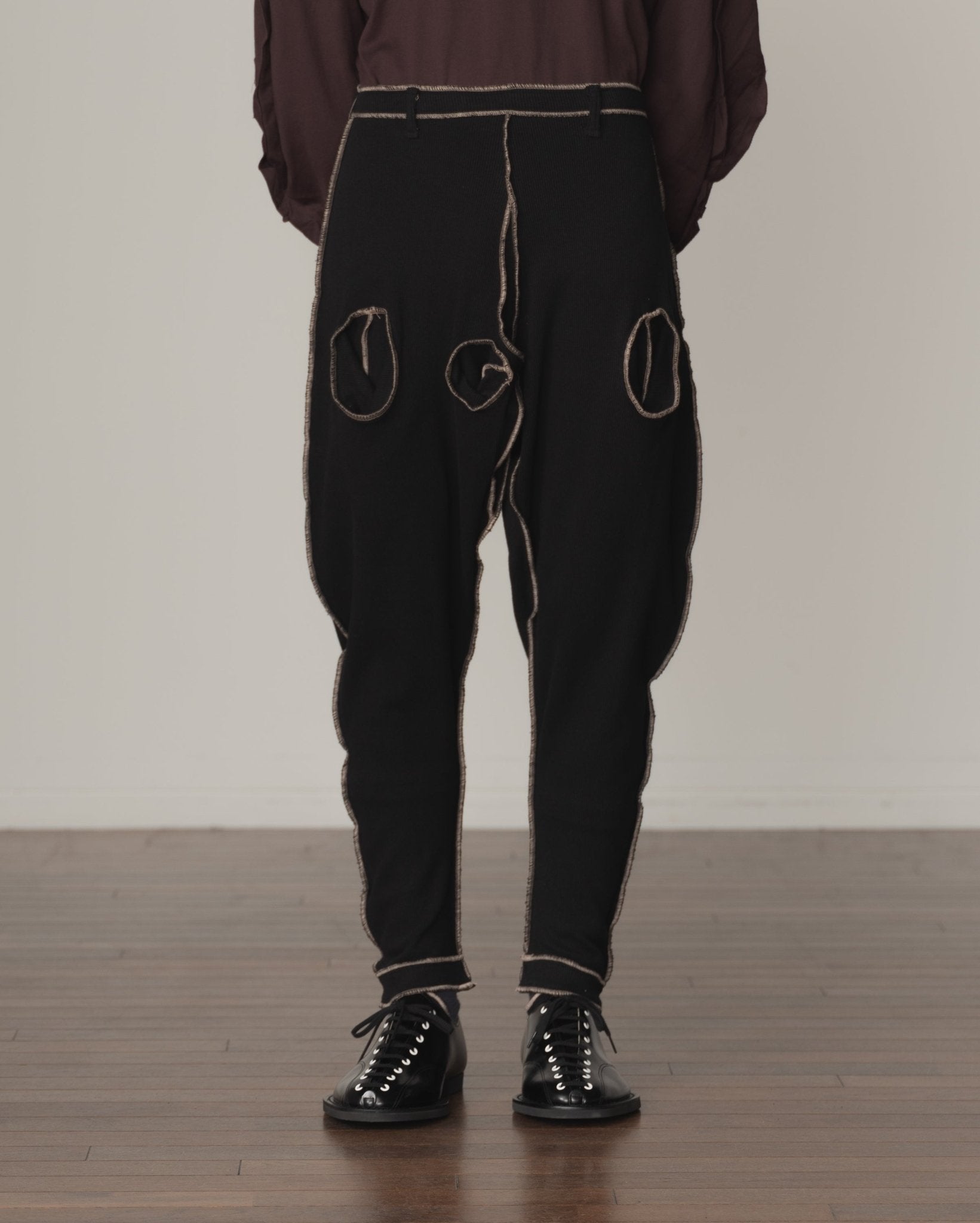 Trousers 100 - Cotton100% Span - Beige Stitch - Black - Christopher Nemeth - Bottoms - Shop - 2001-1133