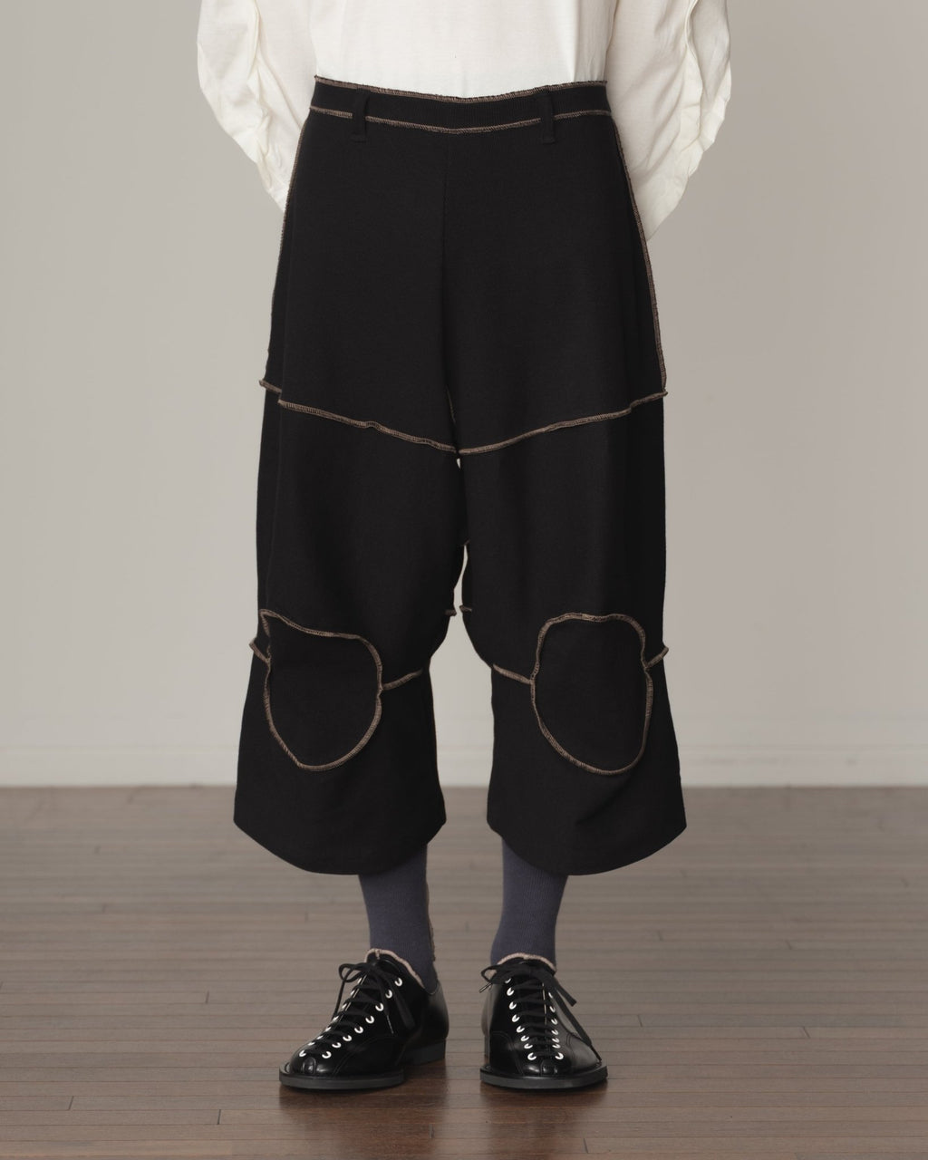 Trousers 103 Wide - Cotton100% Span - Beige Stitch - Black - Christopher Nemeth - Bottoms - Shop - 2000-0641