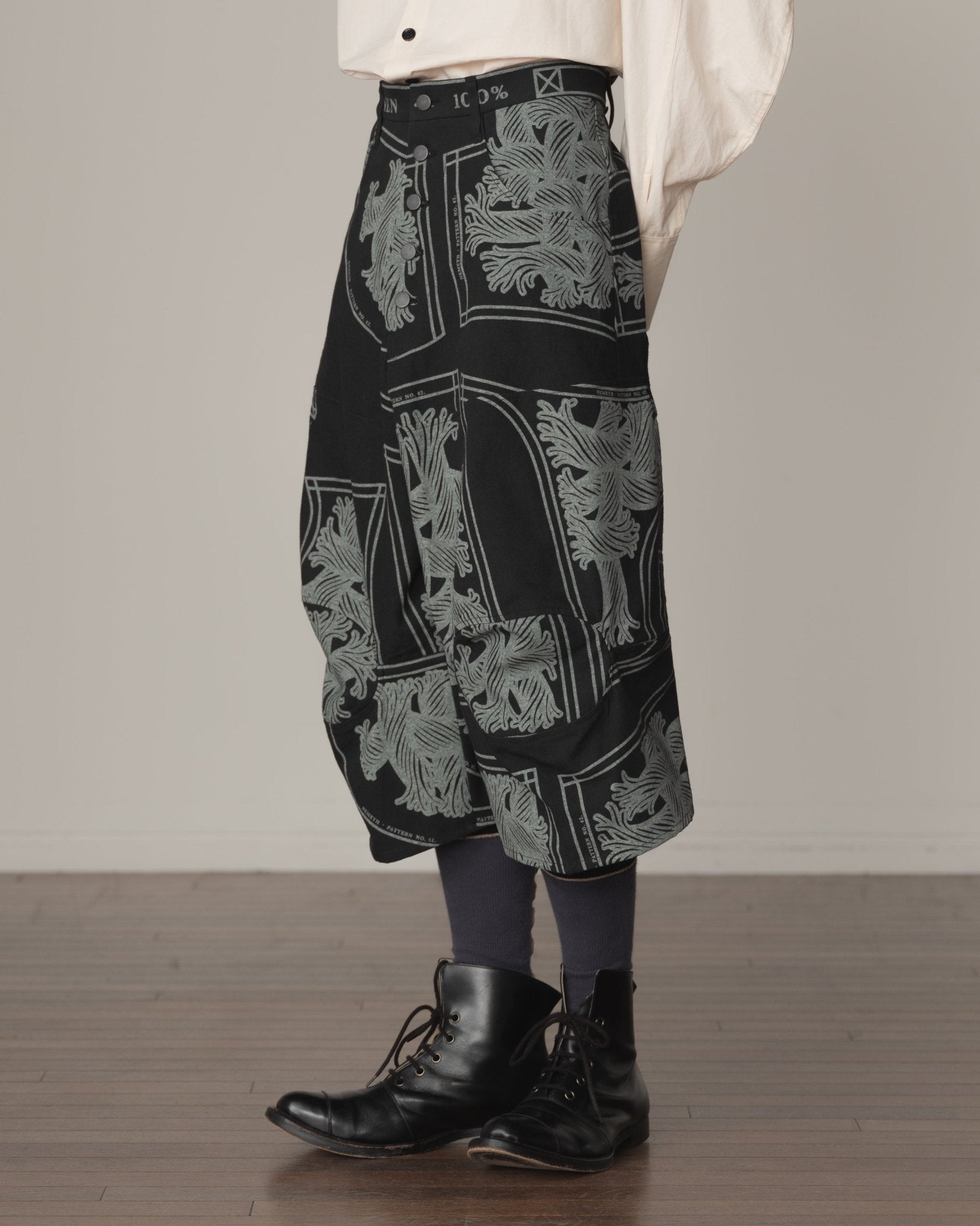 Trousers 103D - Cotton100% Oxford Print - Pattern Rope Print - Black - Christopher Nemeth - Bottoms - Christopher Nemeth - 0-01755-02