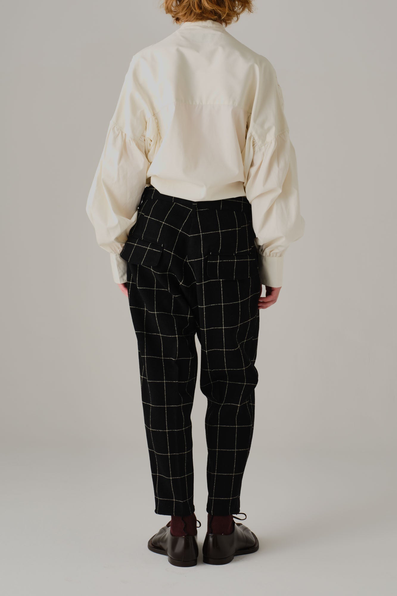 Trousers 11 - Wool100% Windowpane Tweed - Black - Christopher Nemeth - Bottoms - Wholesale AW25 - 9000000003803