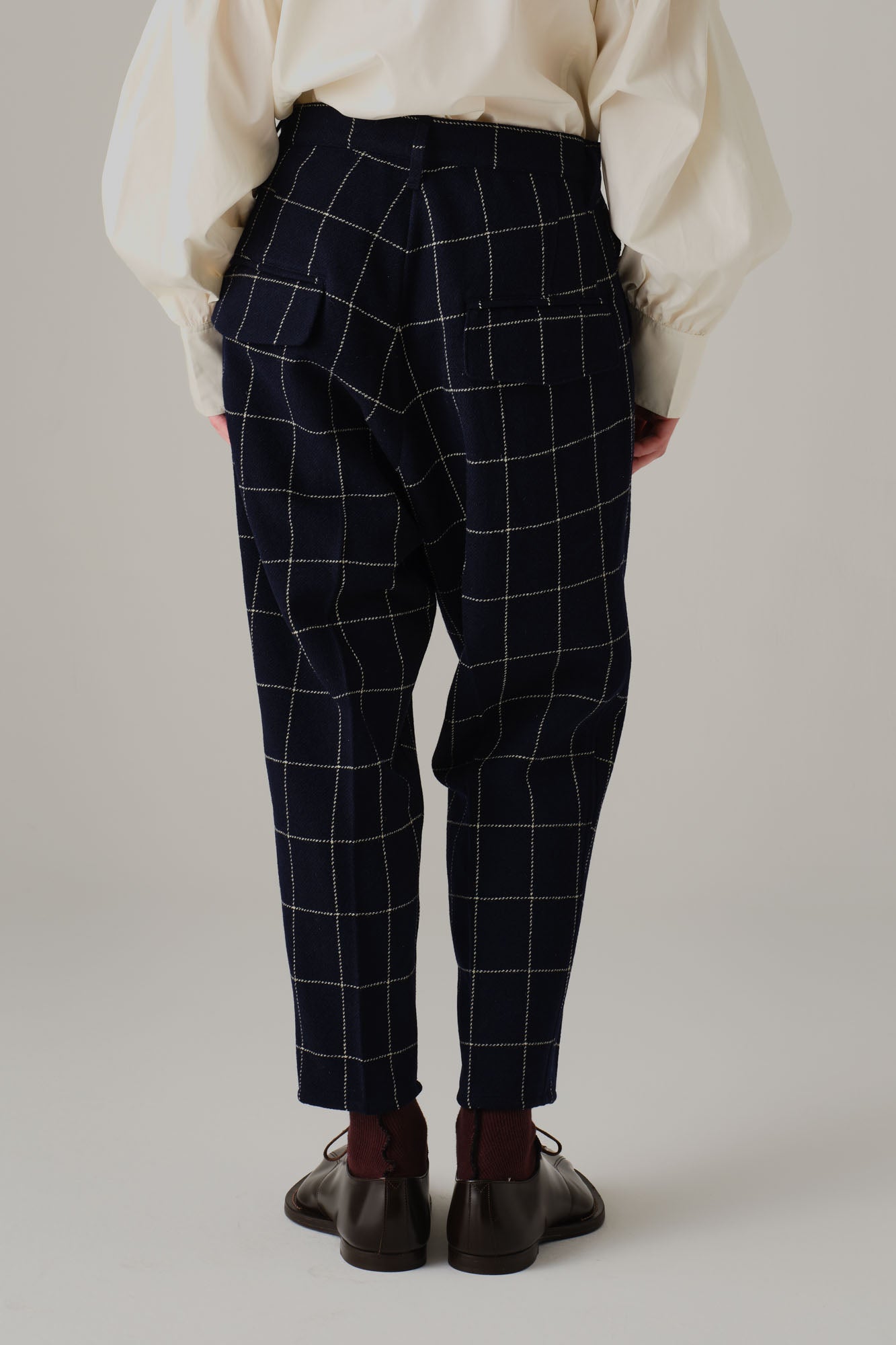 Trousers 11 - Wool100% Windowpane Tweed - Navy - Christopher Nemeth - Bottoms - Wholesale AW25 - 9000000003903