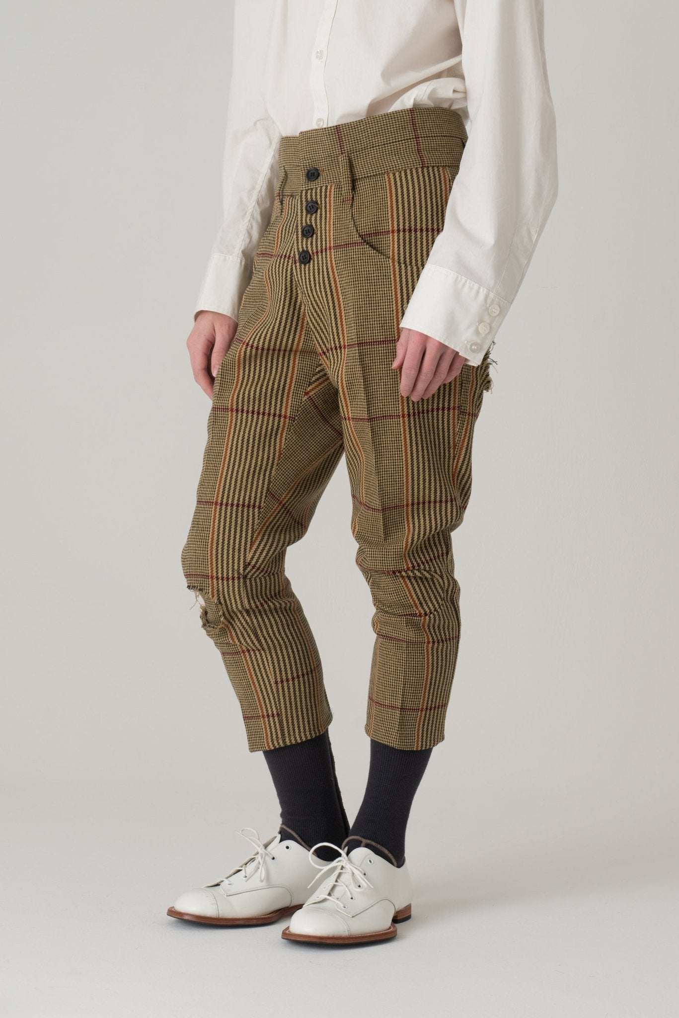 Trousers 14B - Wool100% HW Check - Yellow - Christopher Nemeth - Bottoms - Wholesale AW24 - 9 - 000070 - 03