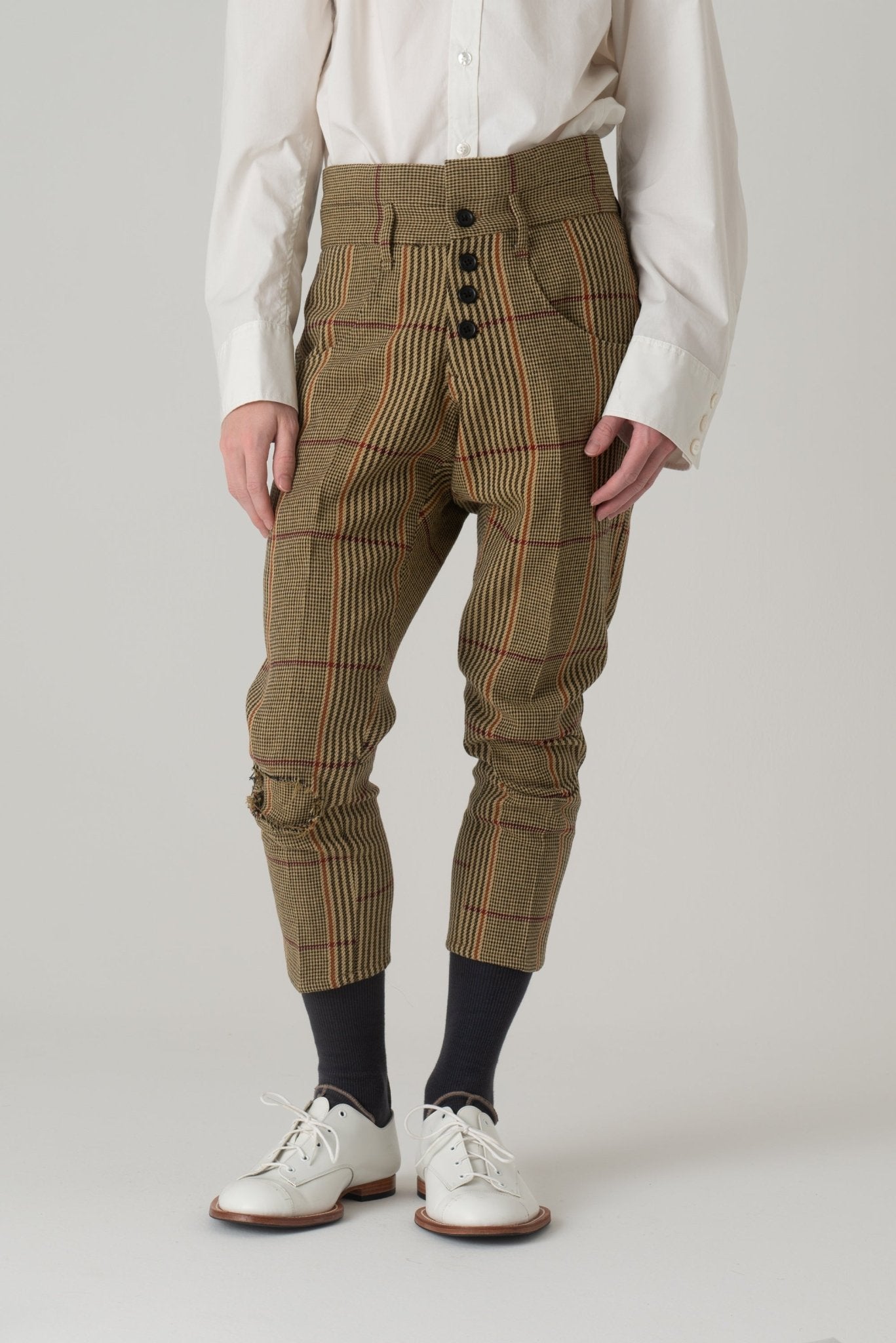 Trousers 14B - Wool100% HW Check - Yellow - Christopher Nemeth - Bottoms - Wholesale AW24 - 9 - 000070 - 03