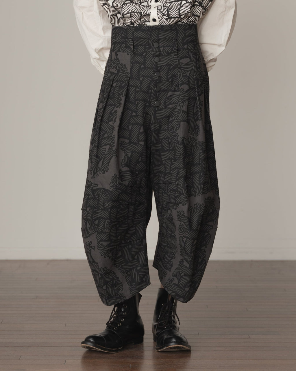 Trousers 20 - Cotton100% Oxford Print - Isle Rope Print - Grey - Christopher Nemeth - Bottoms - Christopher Nemeth - 0-01760-02
