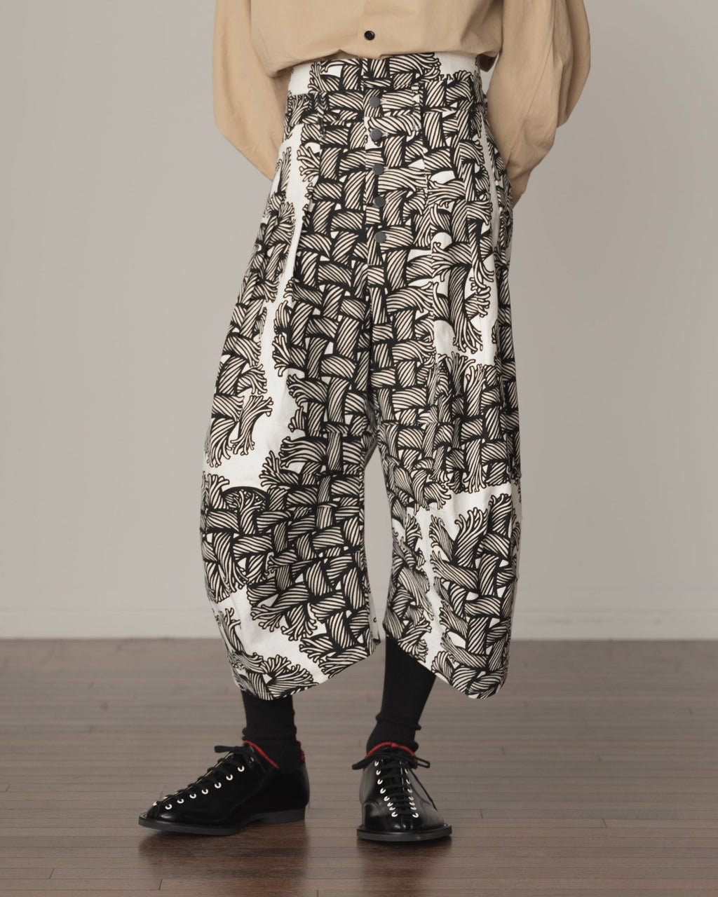 Trousers 20 - Cotton100% Oxford Print - Isle Rope Print - Off White - Christopher Nemeth - Bottoms - Christopher Nemeth - 0-01758-02