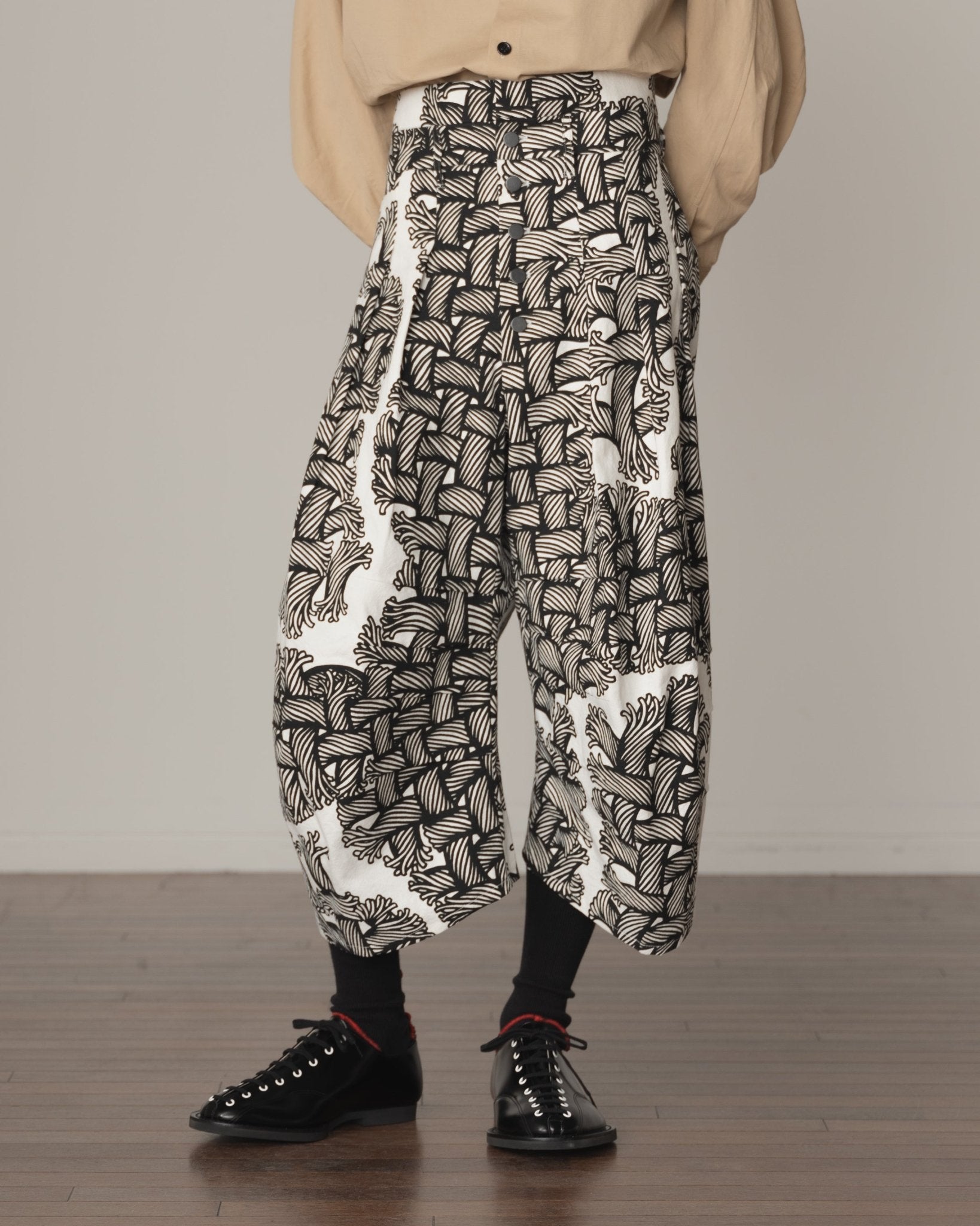 Trousers 20 - Cotton100% Oxford Print - Isle Rope Print - Off White - Christopher Nemeth - Bottoms - Christopher Nemeth - 0-01758-02