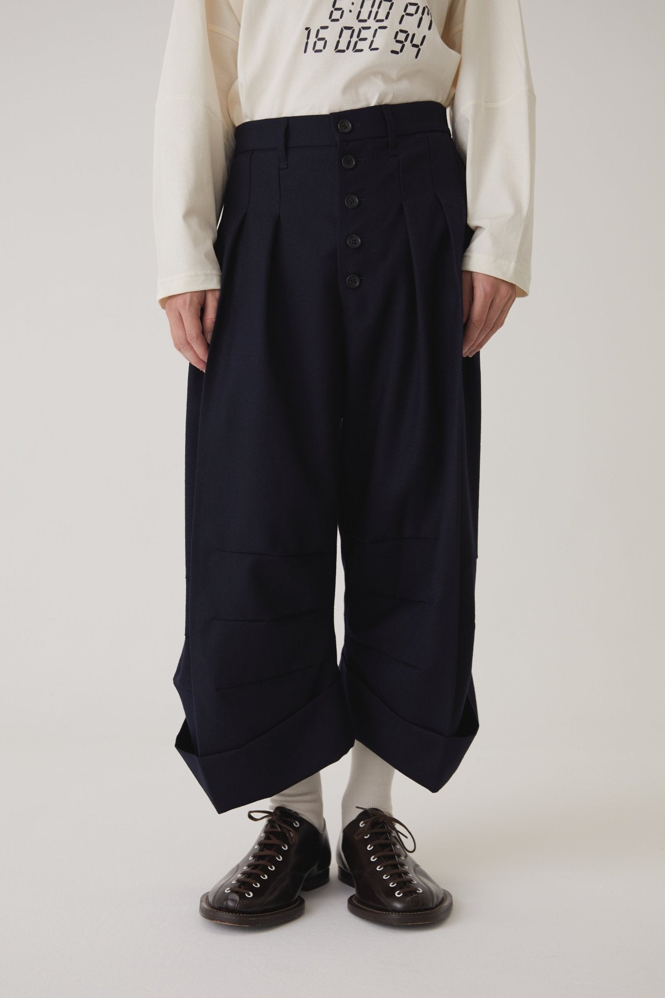 Trousers 21B - Wool100% Serge 450 - Navy - Christopher Nemeth - Bottoms - Wholesale AW24 - 9 - 000014 - 02