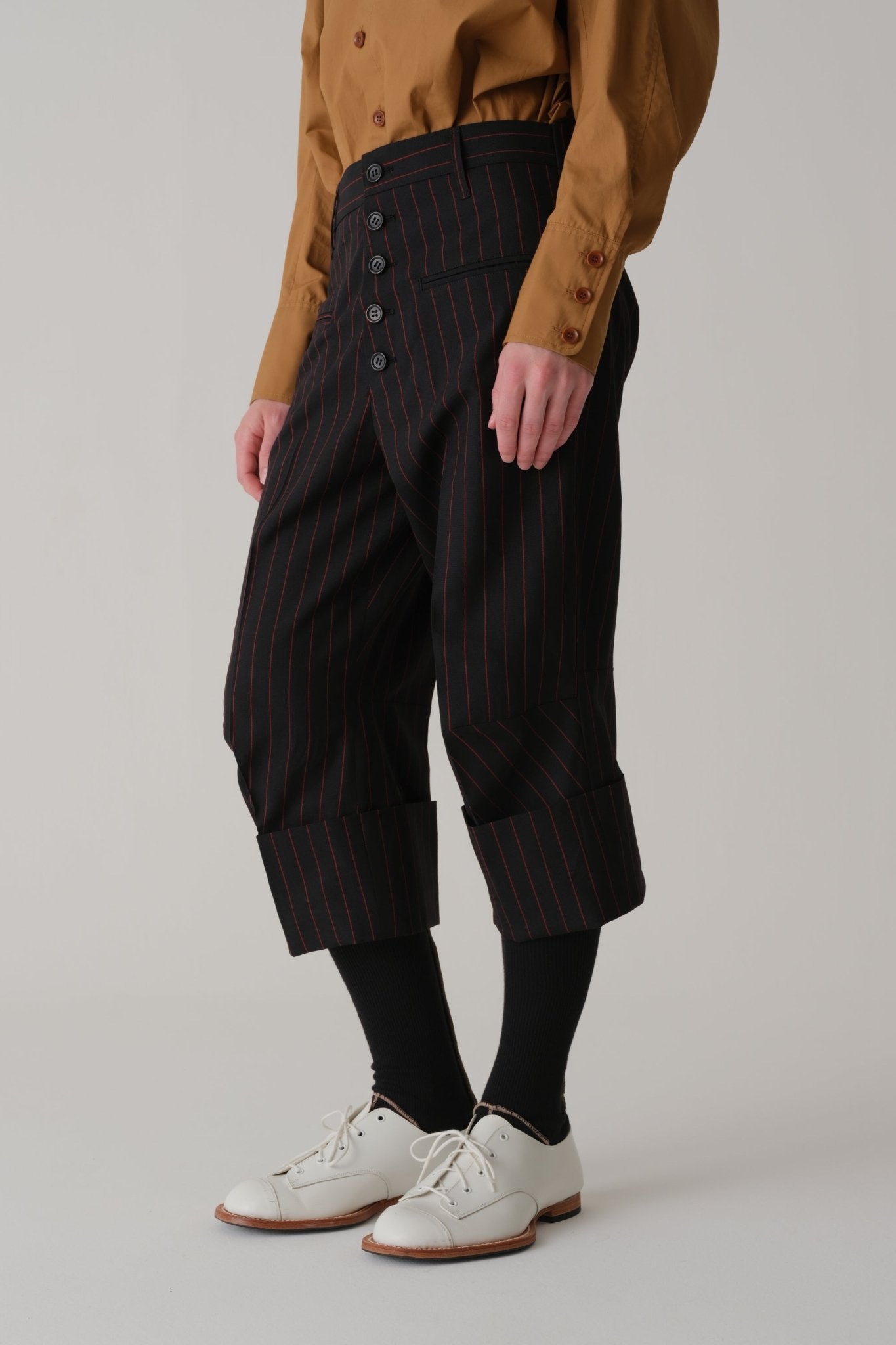 Trousers 386 - Wool 100% Tropical Red Stripes-Black – Christopher