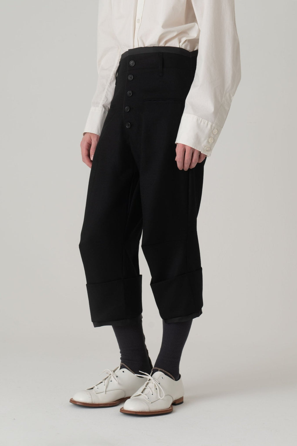 Trousers 386 - Wool100% Serge 450CS - Black - Christopher Nemeth - Bottoms - Wholesale AW24 - 9 - 000039 - 03
