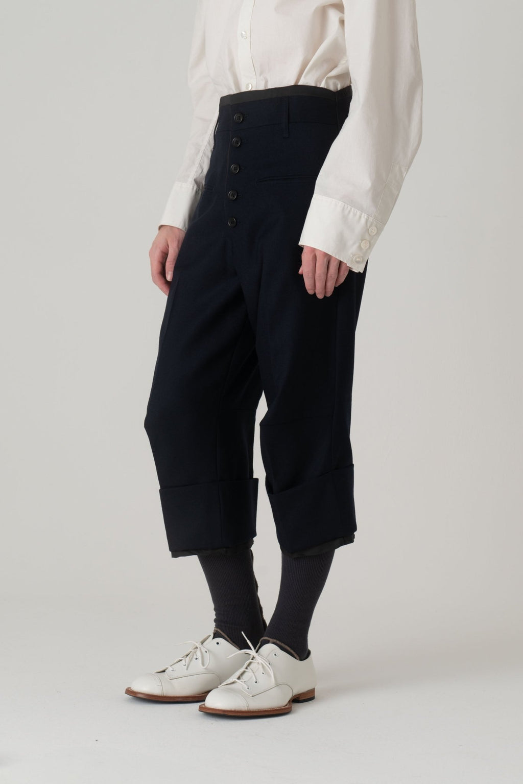 Trousers 386 - Wool100% Serge 450CS - Navy - Christopher Nemeth - Bottoms - Wholesale AW24 - 9 - 000040 - 03