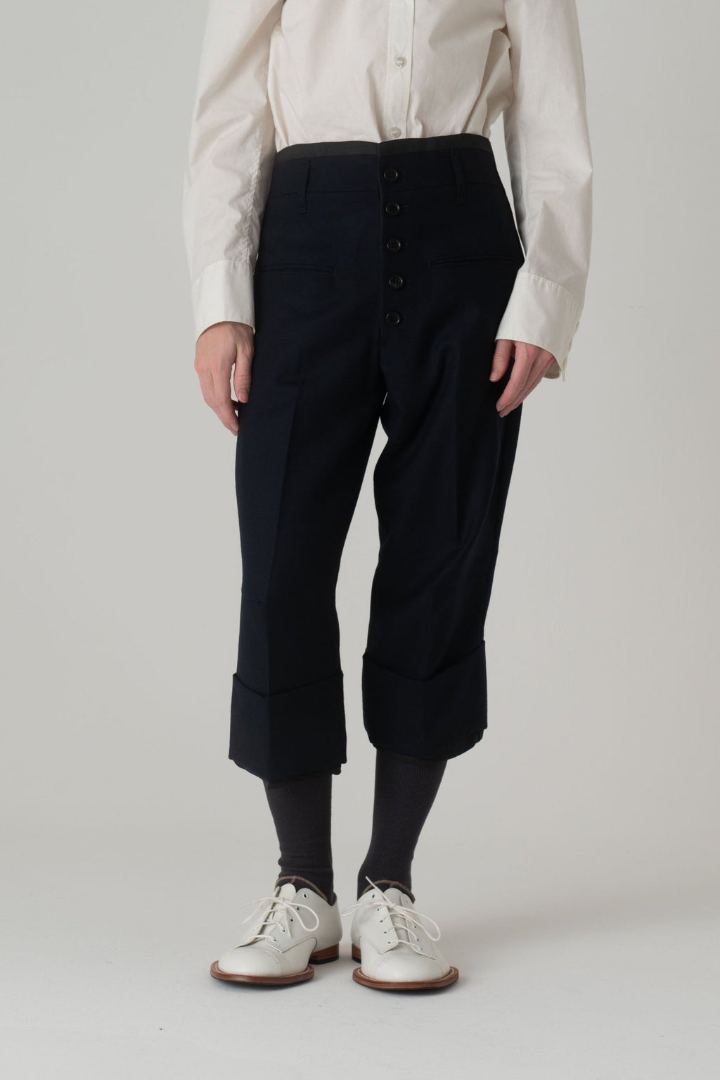 Trousers 386 - Wool100% Serge 450CS - Navy - Christopher Nemeth - Bottoms - Wholesale AW24 - 9 - 000040 - 03