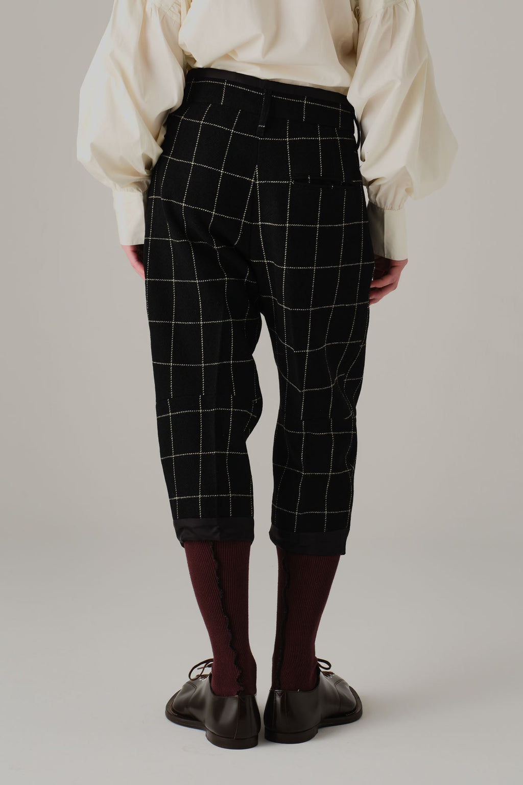 Trousers 386 - Wool100% Windowpane Tweed - Black - Christopher Nemeth - Bottoms - Wholesale AW25 - 9000000003403