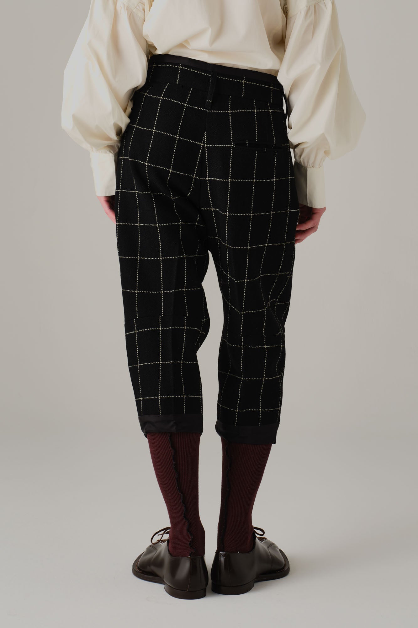 Trousers 386 - Wool100% Windowpane Tweed - Black - Christopher Nemeth - Bottoms - Wholesale AW25 - 9000000003403