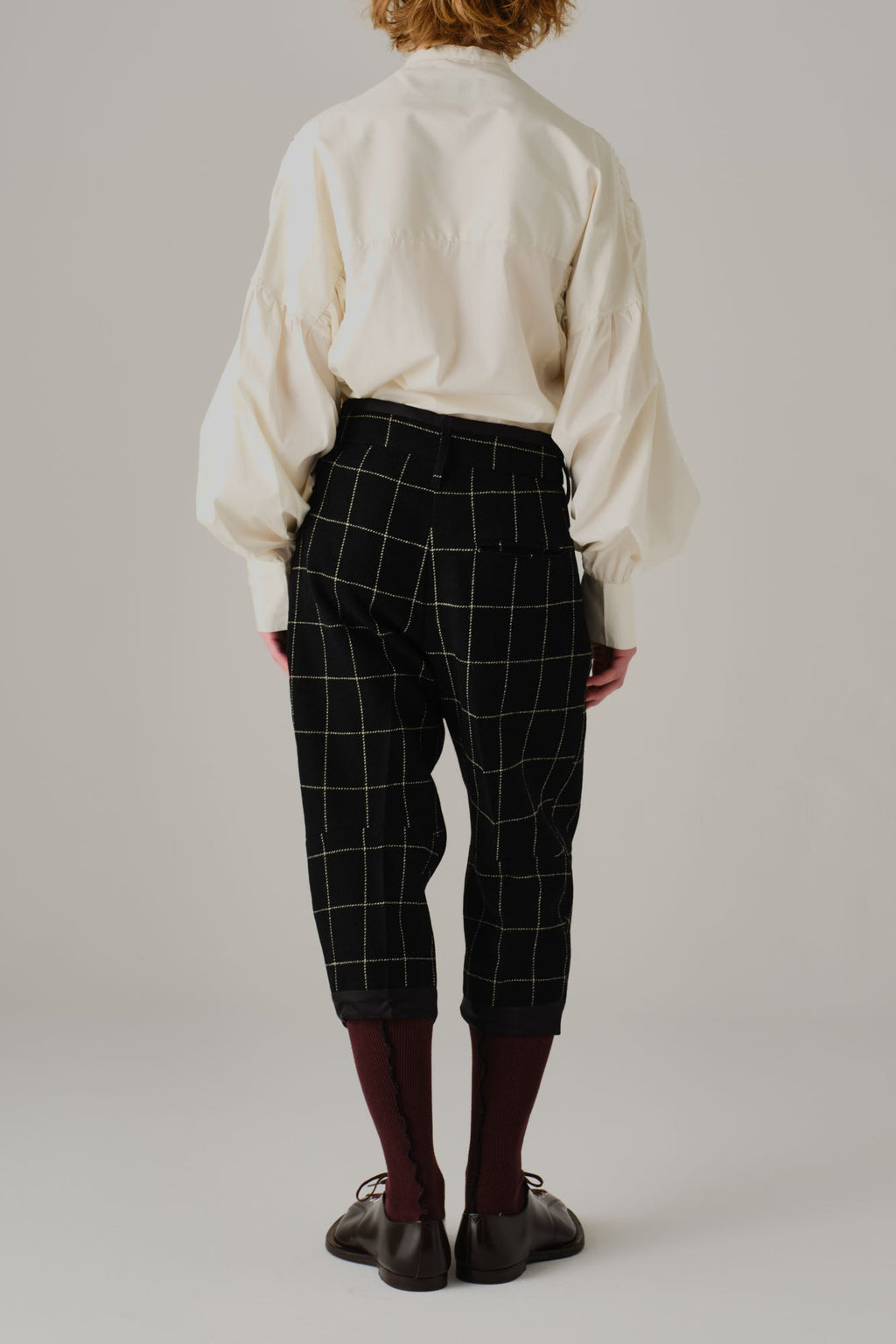 Trousers 386 - Wool100% Windowpane Tweed - Black - Christopher Nemeth - Bottoms - Wholesale AW25 - 9000000003403