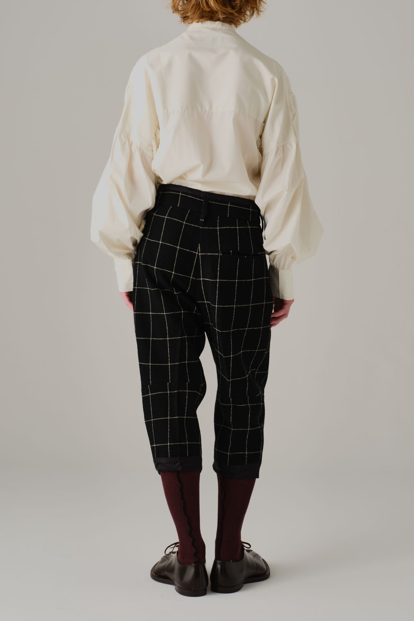 Trousers 386 - Wool100% Windowpane Tweed - Black - Christopher Nemeth - Bottoms - Wholesale AW25 - 9000000003403