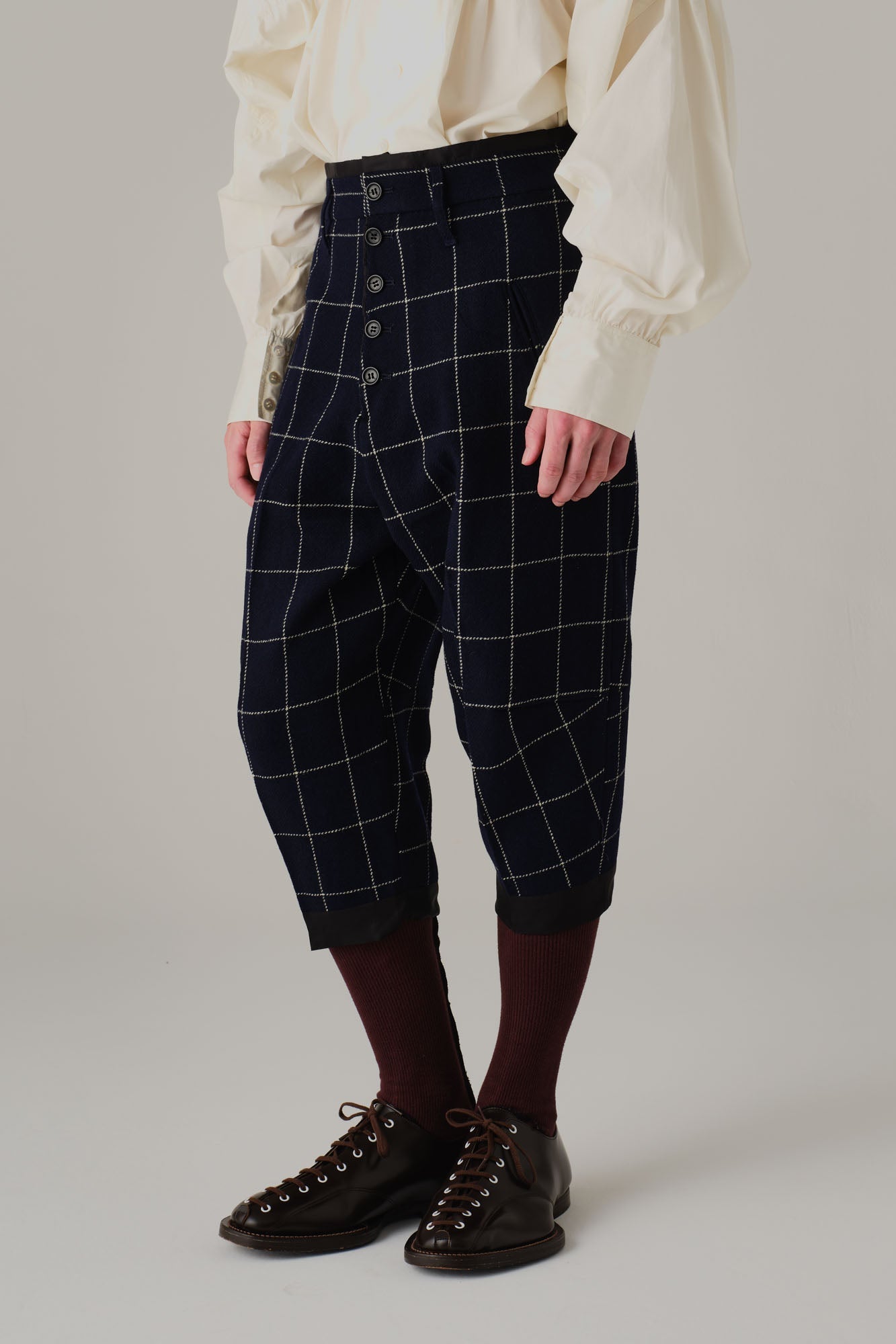 Trousers 386 - Wool100% Windowpane Tweed - Navy - Christopher Nemeth - Bottoms - Wholesale AW25 - 9000000003503