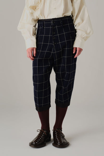 Trousers 386 - Wool100% Windowpane Tweed - Navy - Christopher Nemeth - Bottoms - Wholesale AW25 - 9000000003503