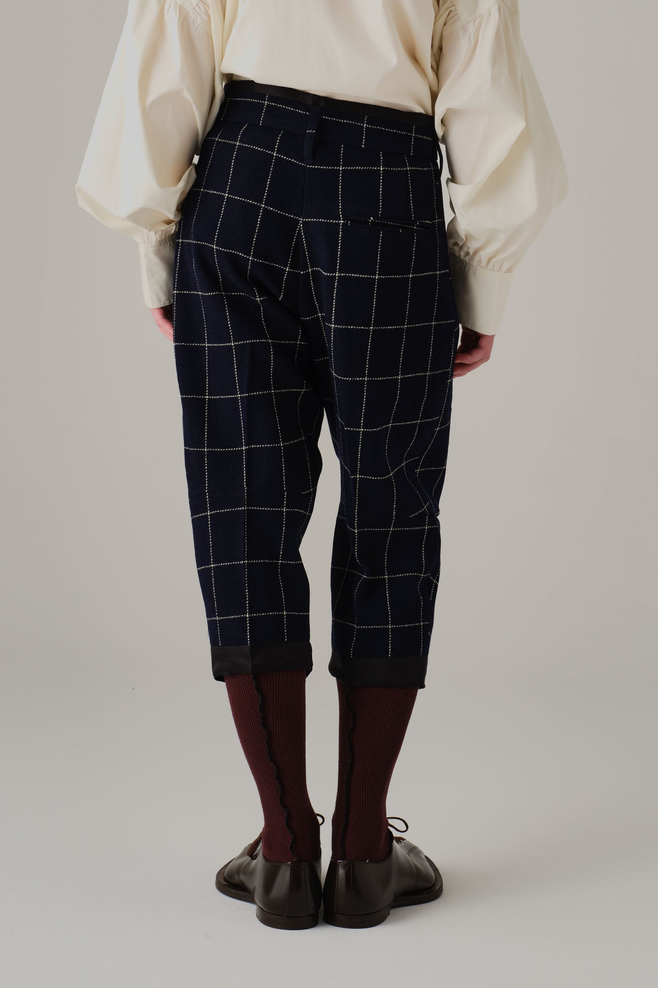 Trousers 386 - Wool100% Windowpane Tweed - Navy - Christopher Nemeth - Bottoms - Wholesale AW25 - 9000000003503