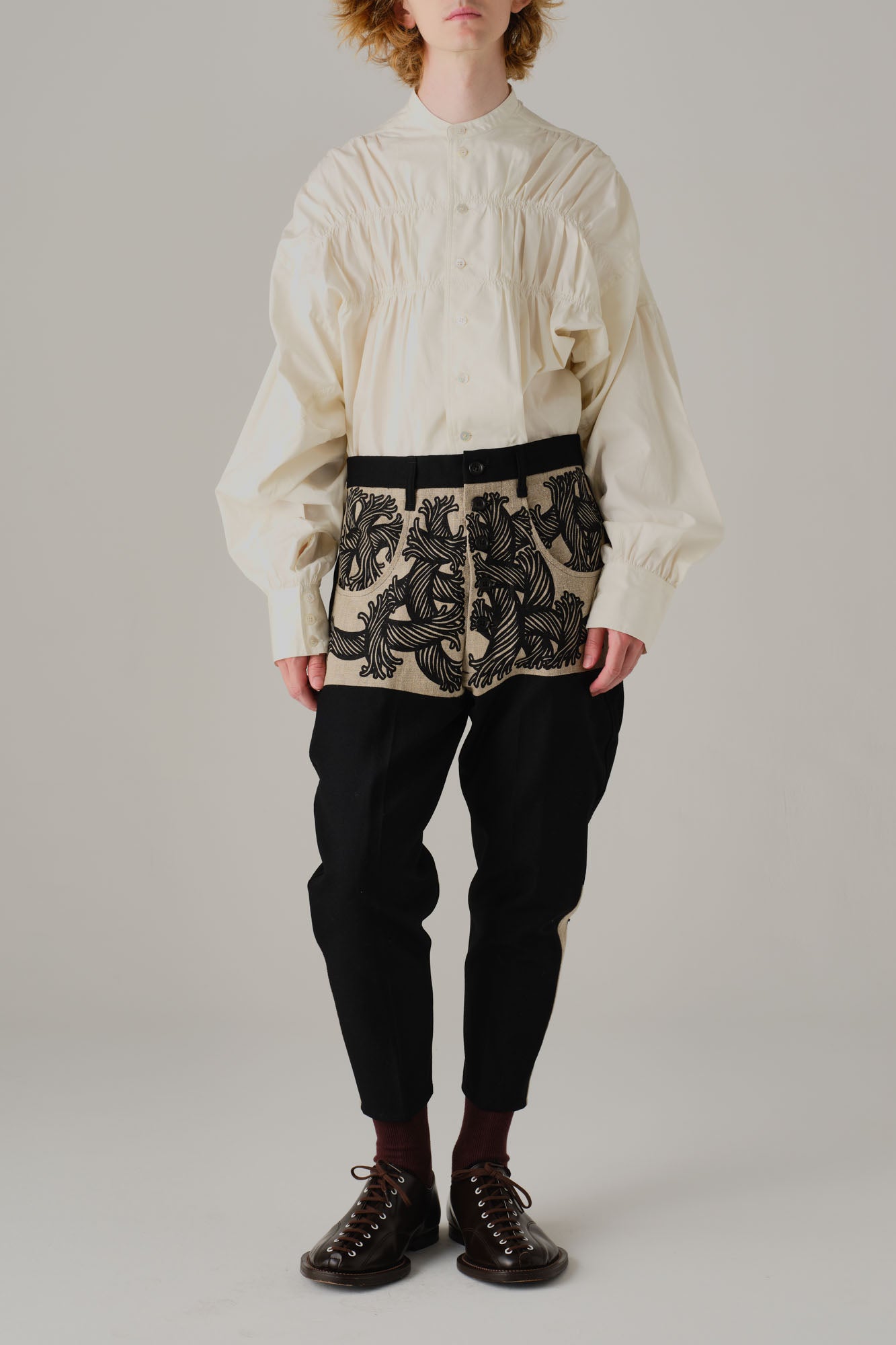 Trousers 42 - Mix Wool100% Army Serge/Linen100% - 42 Pattern Rope - Black/Natural - Christopher Nemeth - Bottoms - Wholesale AW25 - 9000000001602