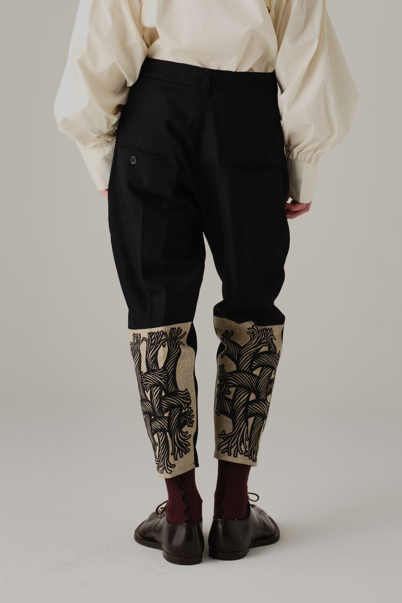 Trousers 42 - Mix Wool100% Army Serge/Linen100% - 42 Pattern Rope - Black/Natural - Christopher Nemeth - Bottoms - Wholesale AW25 - 9000000001602