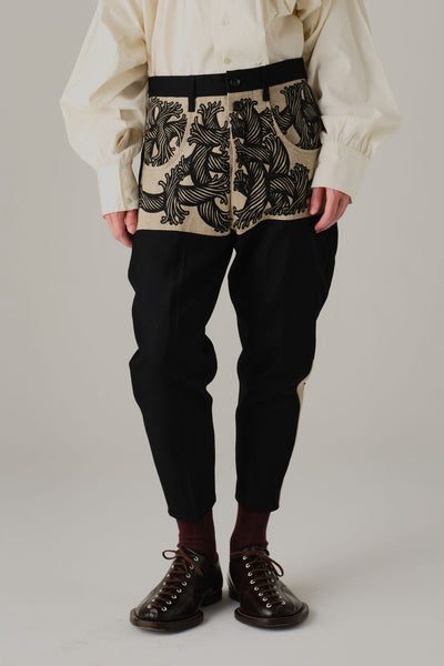 Trousers 42 - Mix Wool100% Army Serge/Linen100% - 42 Pattern Rope - Black/Natural - Christopher Nemeth - Bottoms - Wholesale AW25 - 9000000001602