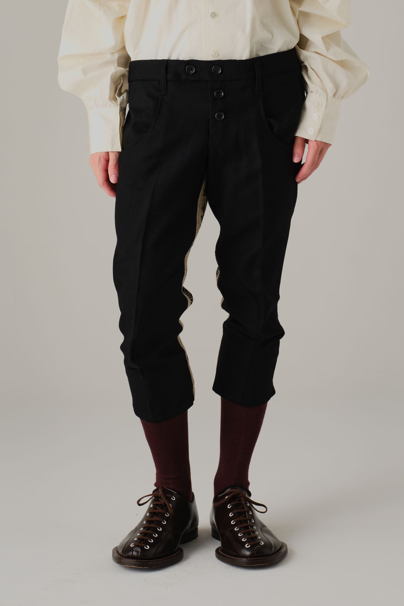 Trousers 4375 - Mix Wool100% Army Serge/Linen100% - 4375 Pattern Rope - Black/Natural - Christopher Nemeth - Bottoms - Wholesale AW25 - 9000000001703