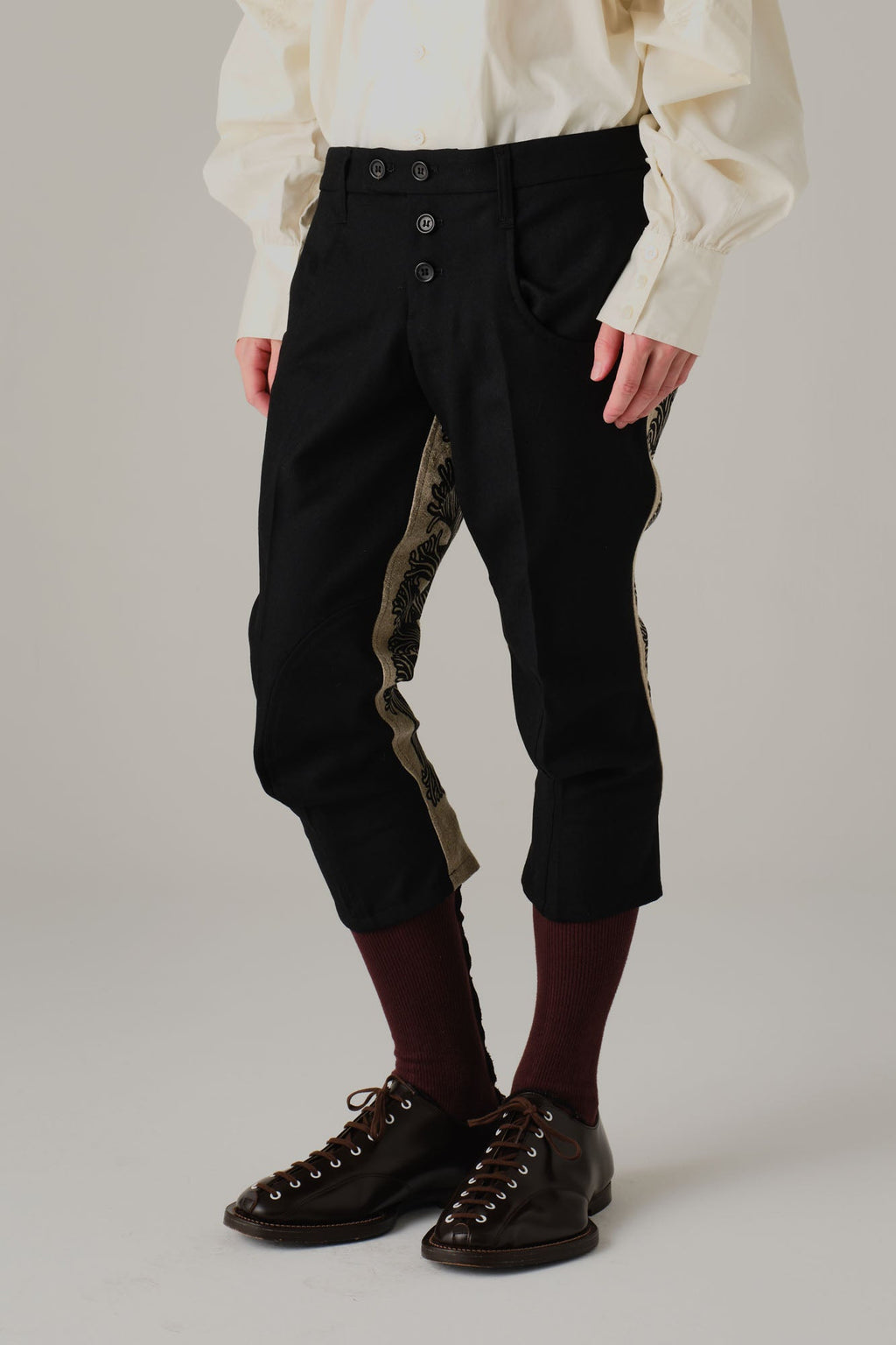 Trousers 4375 - Mix Wool100% Army Serge/Linen100% - 4375 Pattern Rope - Black/Natural - Christopher Nemeth - Bottoms - Wholesale AW25 - 9000000001703